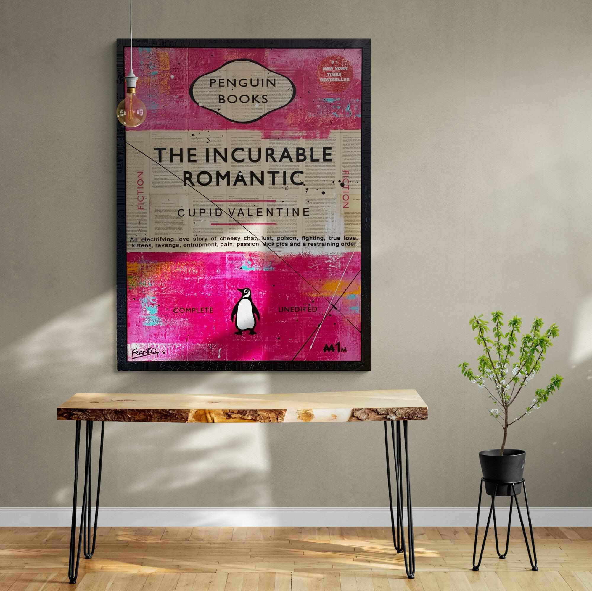 Incurable 75cm x 100cm The Incurable Romantic Urban Pop Book Club Painting With Custom Etched Frame (SOLD)-book club-[Franko_Artist]-[The_Block]-[Dream_Homes]-[ideas]-[Grand_Designs]-[Art_Lover]-Franklin Art Studio