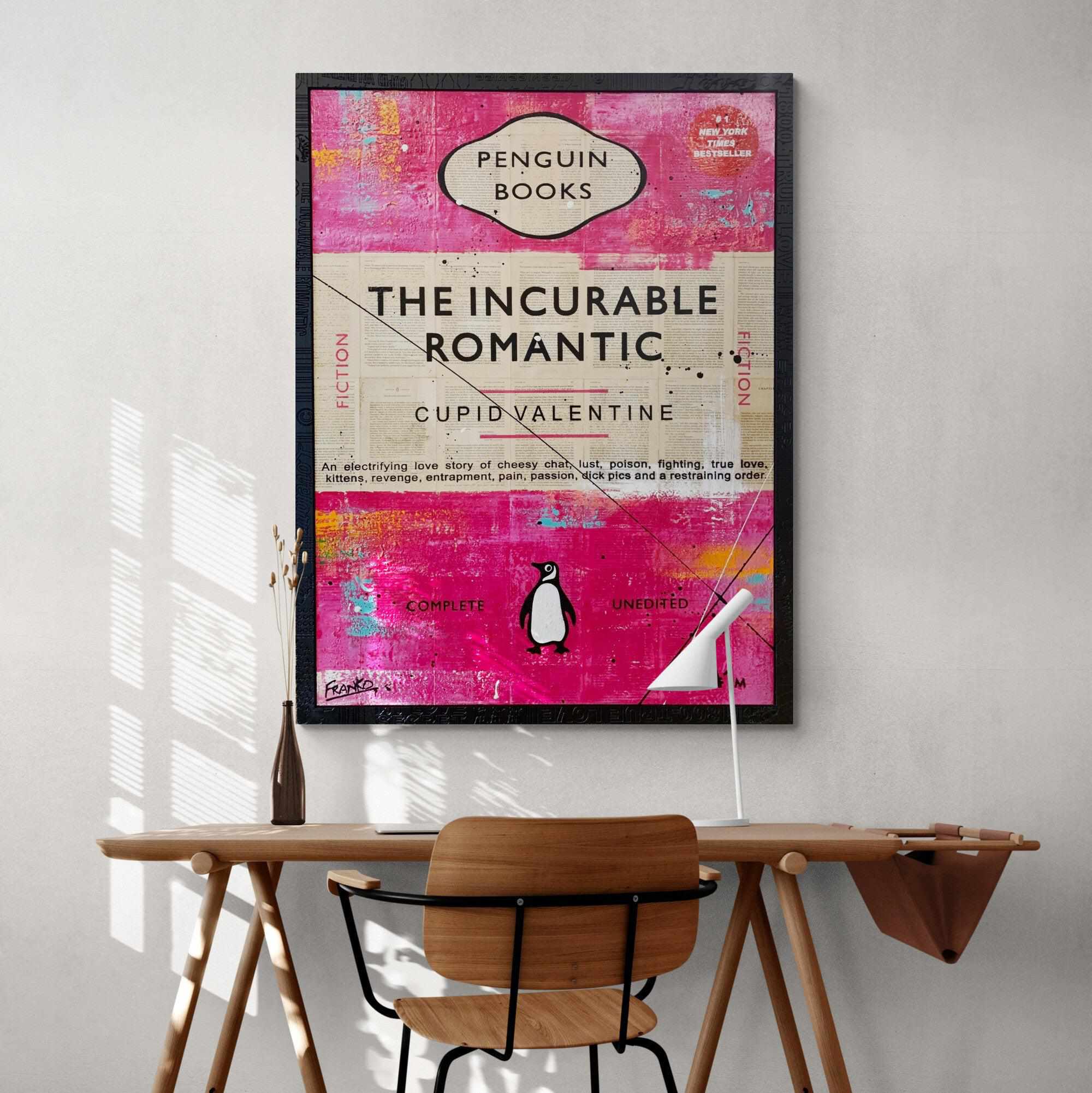 Incurable 75cm x 100cm The Incurable Romantic Urban Pop Book Club Painting With Custom Etched Frame (SOLD)-book club-[Franko_Artist]-[Australian_artist]-[Gold_Coast]-[Brisbane]-[modern]-[contemporary]-[original]-[Large_artwork]-[The_Block]-[Dream_Homes]-[ideas]-[Grand_Designs]-[Art_Lover]-Franklin Art Studio