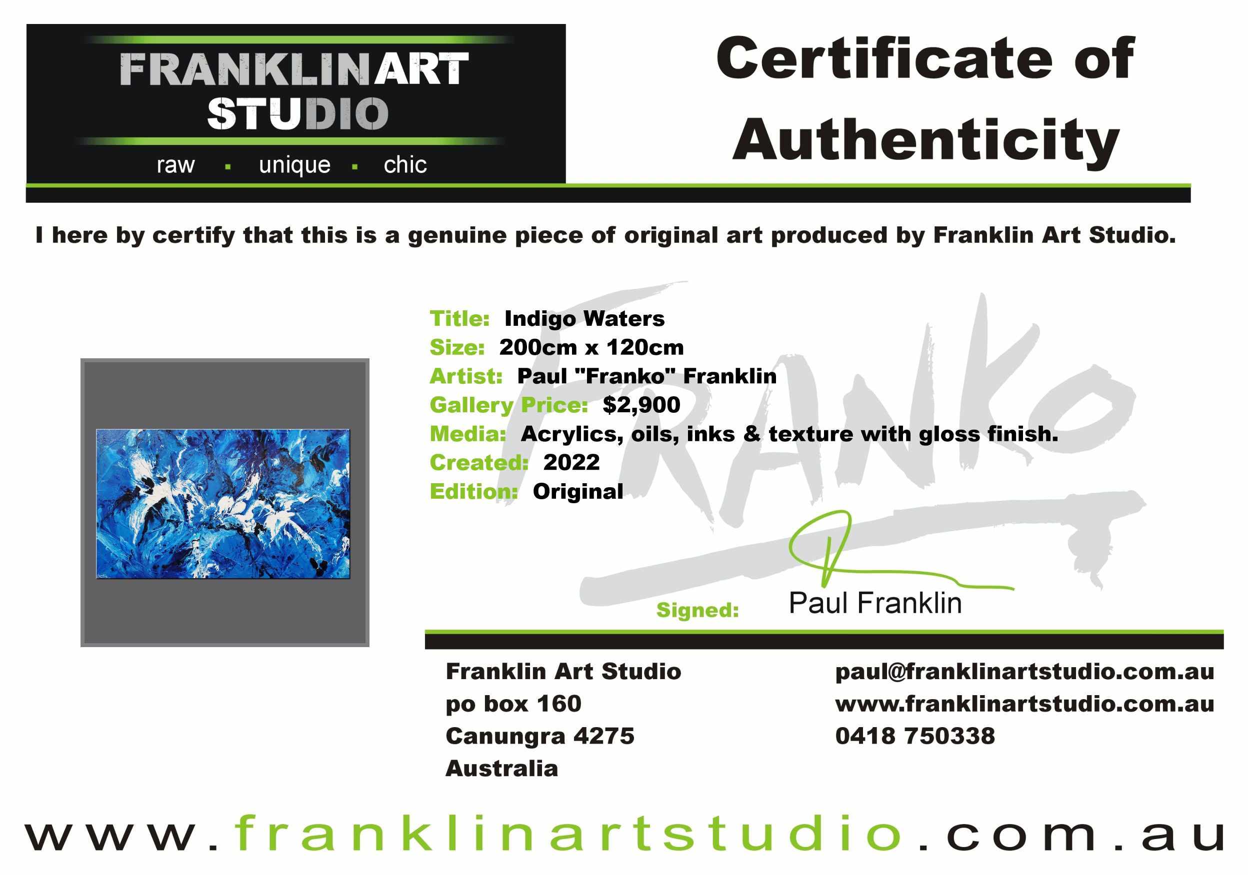 Indigo Waters 200cm x 120cm Blue White Textured Abstract Painting (SOLD)-Abstract-[Franko_Artist]-[The_Block]-[Dream_Homes]-[ideas]-[Grand_Designs]-[Art_Lover]-Franklin Art Studio