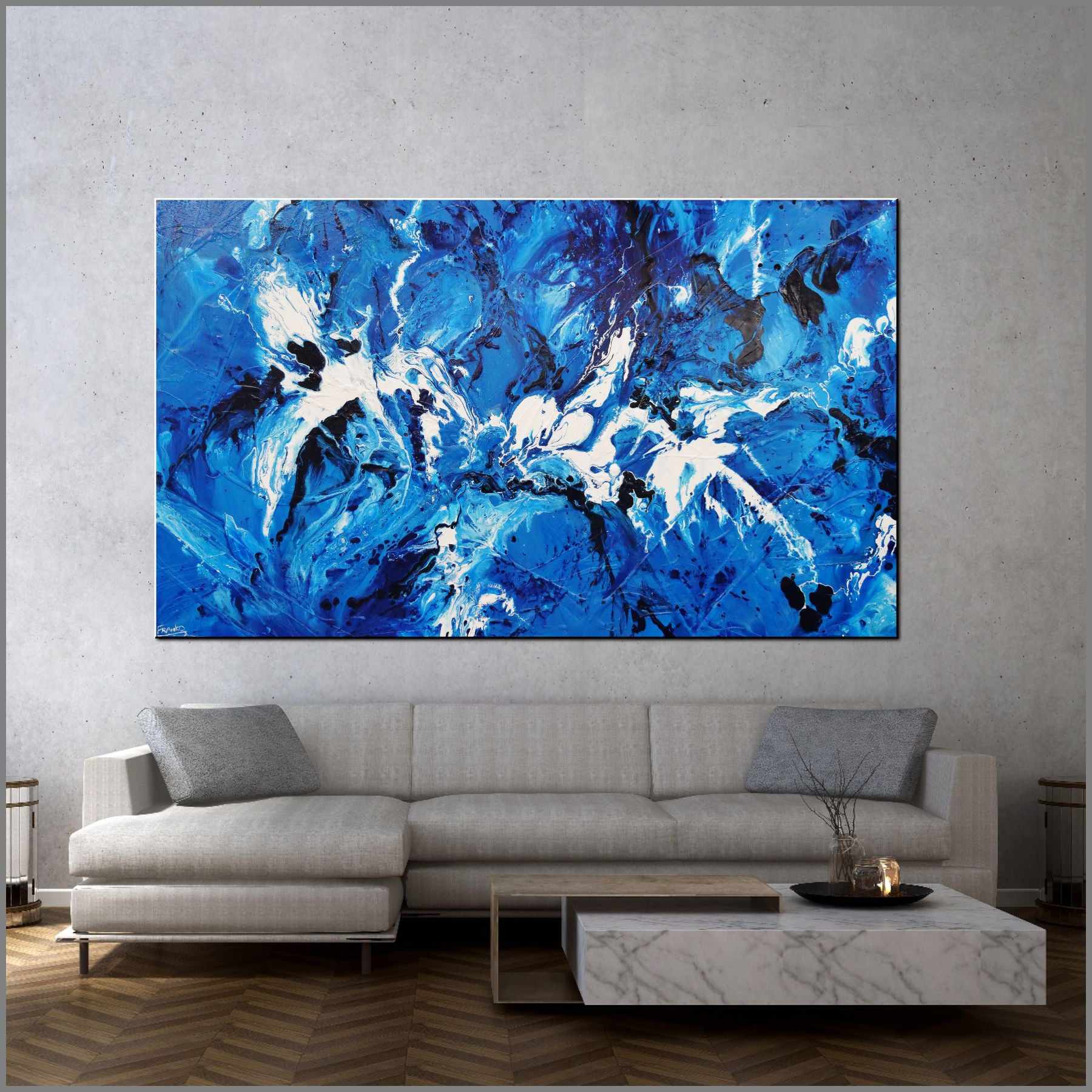 Indigo Waters 200cm x 120cm Blue White Textured Abstract Painting (SOLD)-Abstract-[Franko_Artist]-[Australian_artist]-[Gold_Coast]-[Brisbane]-[modern]-[contemporary]-[original]-[Large_artwork]-[The_Block]-[Dream_Homes]-[ideas]-[Grand_Designs]-[Art_Lover]-Franklin Art Studio