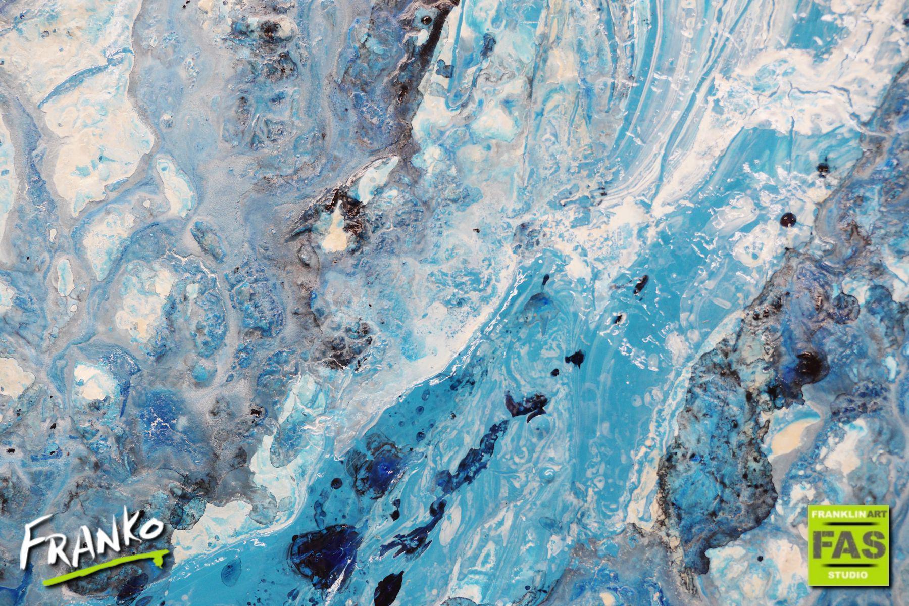 Infused Blue Love Bomb 160cm x 100cm White Blue Abstract Painting (SOLD)
