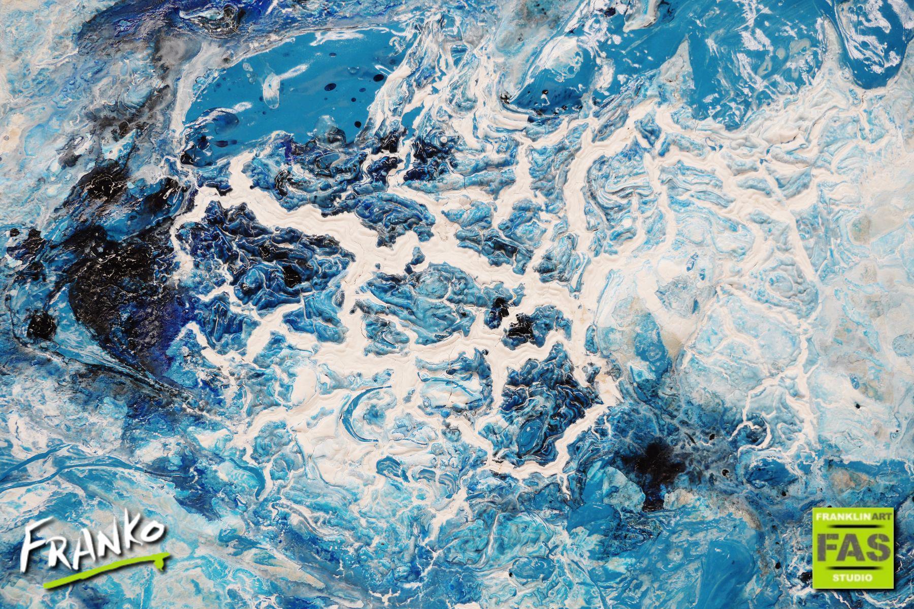 Infused Blue Love Bomb 160cm x 100cm White Blue Abstract Painting (SOLD)