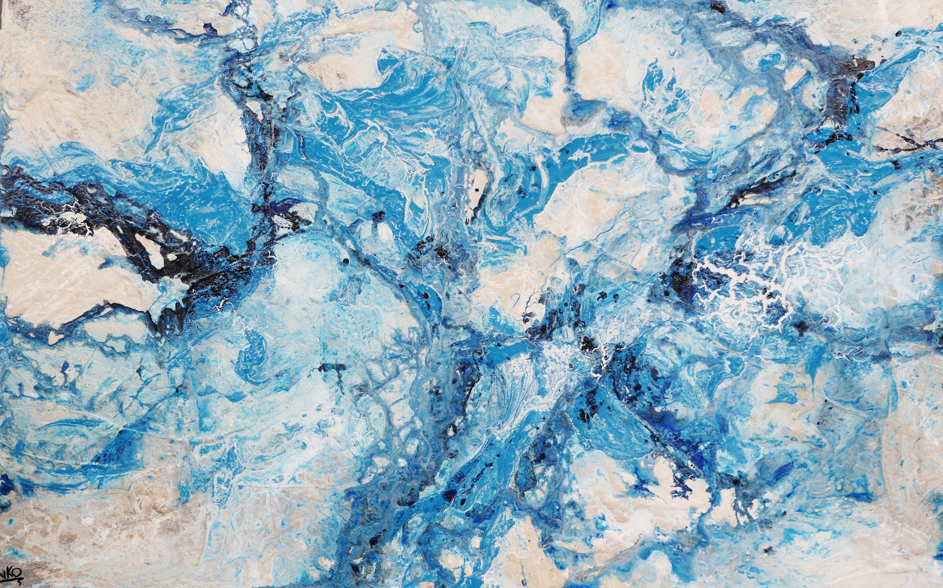 Infused Blue Love Bomb 160cm x 100cm White Blue Abstract Painting (SOLD)-abstract-[Franko_Artist]-[Australian_artist]-[Gold_Coast]-[Brisbane]-[modern]-[contemporary]-[original]-[Large_artwork]-Franklin Art Studio
