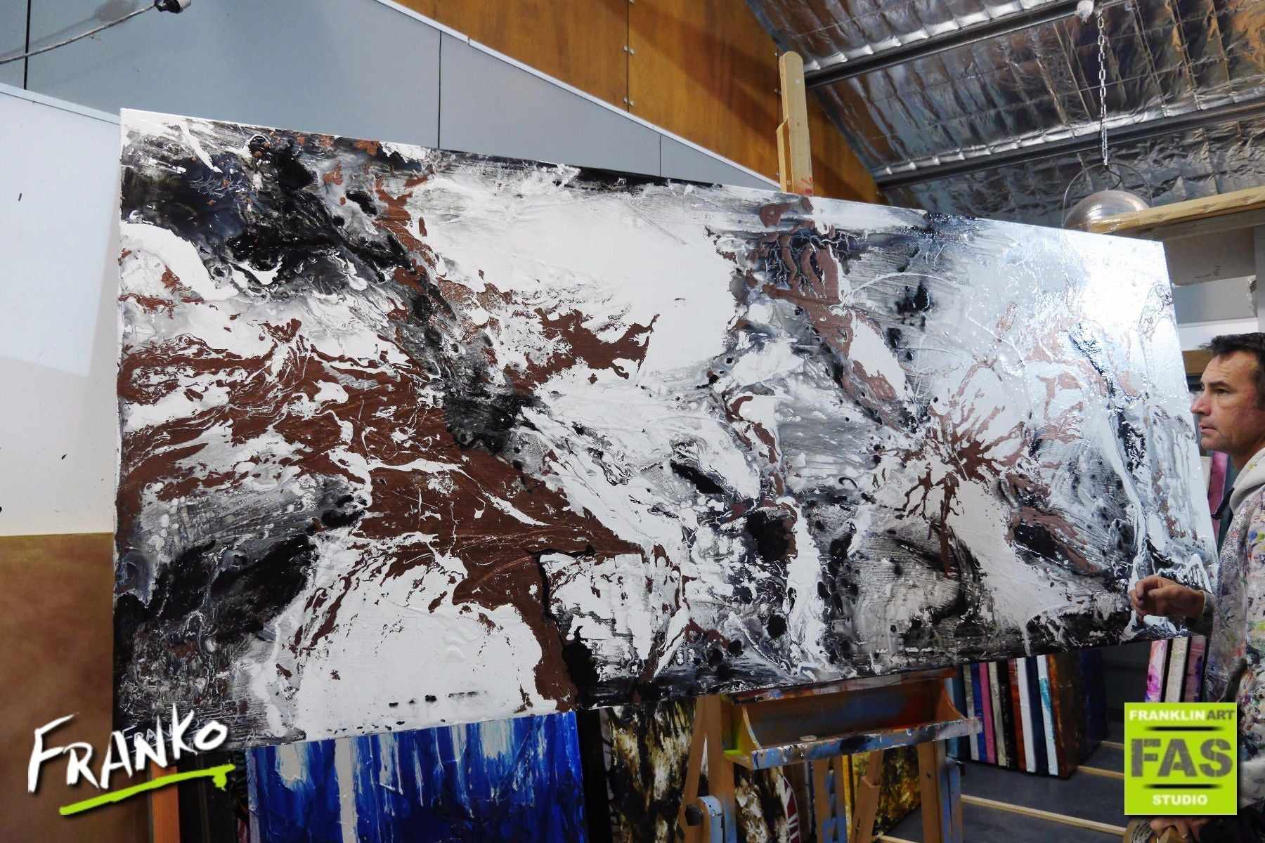 Infused Copper Moments 240cm x 100cm Copper White Abstract Painting (SOLD)-abstract-[Franko_Artist]-[The_Block]-[Dream_Homes]-[ideas]- [Grand_Designs]-Franklin Art Studio