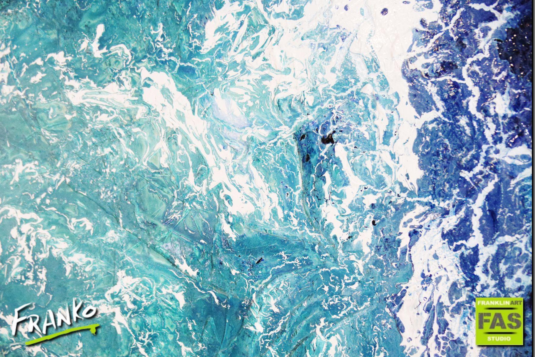 Infused Reef 140cm x 180cm Blue White Creme Abstract Painting (SOLD)
