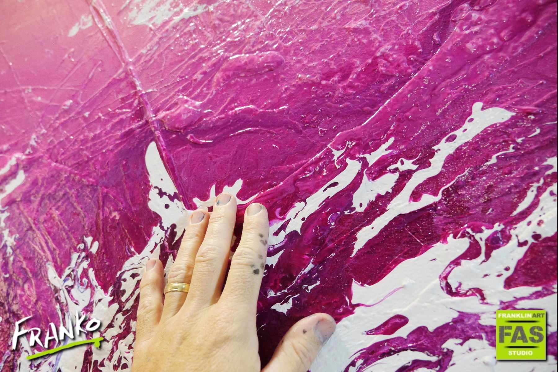 Infused White Paradise 240cm x 100cm Pink Blue White Abstract Painting (SOLD)