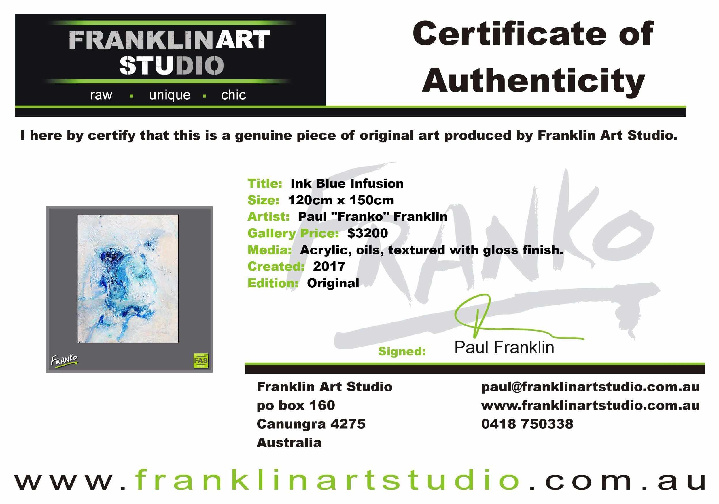 Ink Blue Infusion 120cm x 150cm White Blue Abstract Painting (SOLD)-abstract-[Franko_Artist]-[The_Block]-[Dream_Homes]-[ideas]-[Grand_Designs]-[Art_Lover]-Franklin Art Studio