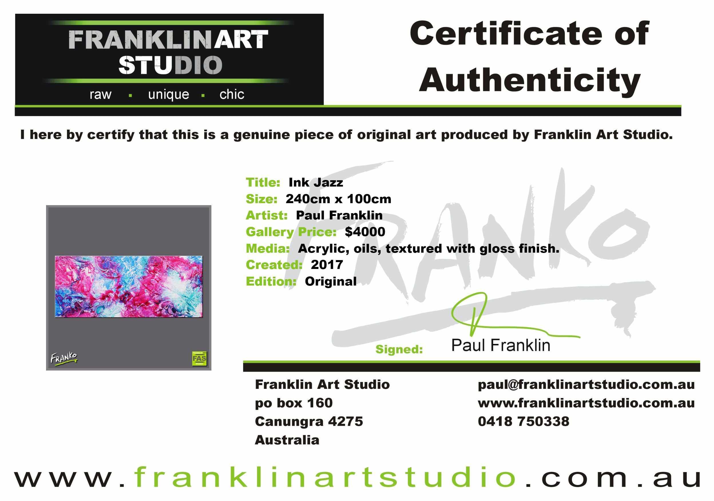 Ink Jazz 240cm x 100cm Pink Blue Abstract Painting (SOLD)-abstract-[Franko_Artist]-[The_Block]-[Dream_Homes]-[ideas]-[Grand_Designs]-[Art_Lover]-Franklin Art Studio