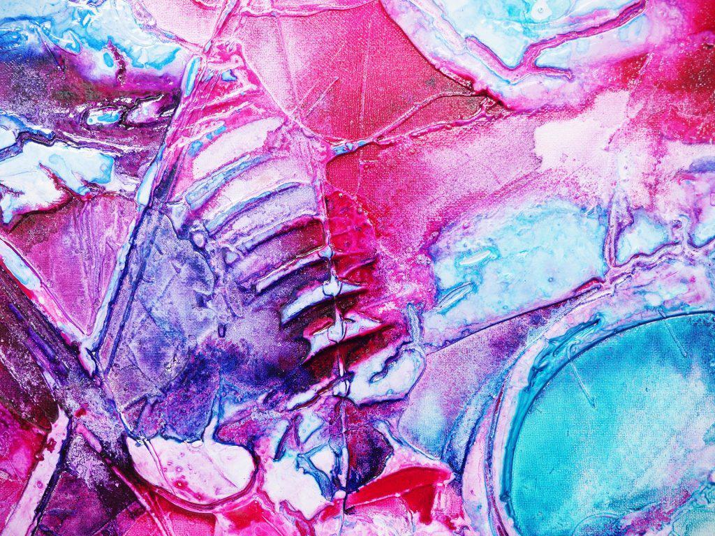 Ink Jazz 240cm x 100cm Pink Blue Abstract Painting (SOLD)