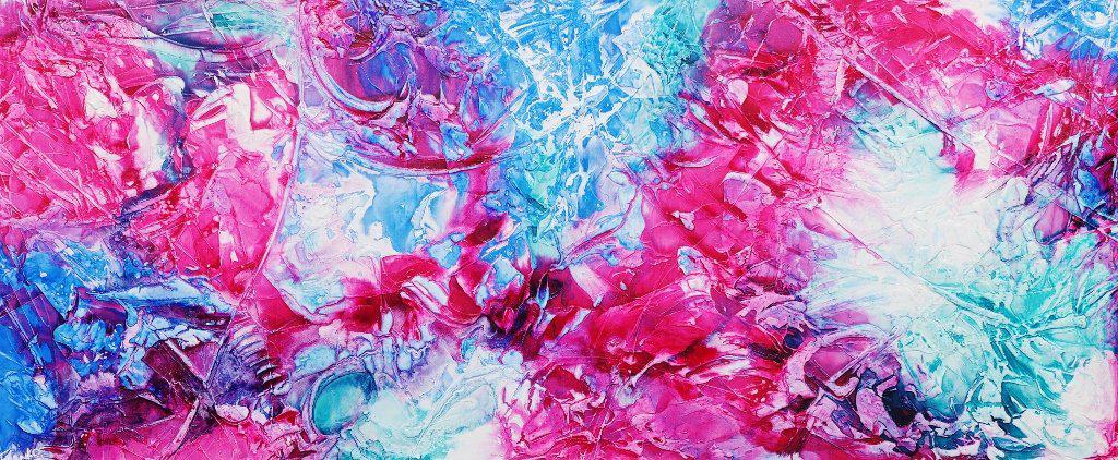 Ink Jazz 240cm x 100cm Pink Blue Abstract Painting (SOLD)-abstract-[Franko_Artist]-[Australian_artist]-[Gold_Coast]-[Brisbane]-[modern]-[contemporary]-[original]-[Large_artwork]-Franklin Art Studio