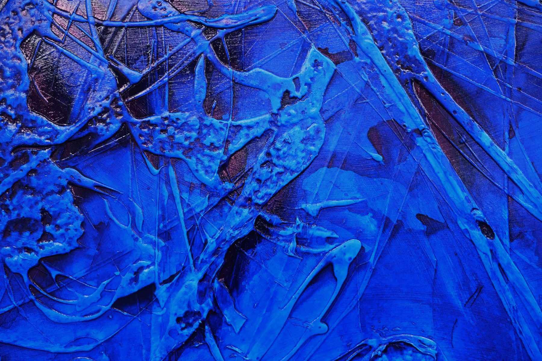 Inked Euphoria 270cm x 120cm Blue Ink Textured Abstract Painting (SOLD)