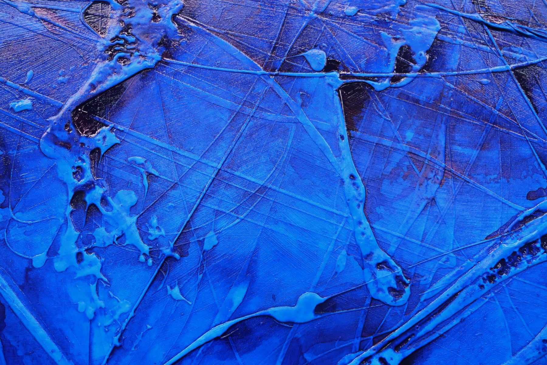 Inked Euphoria 270cm x 120cm Blue Ink Textured Abstract Painting (SOLD)