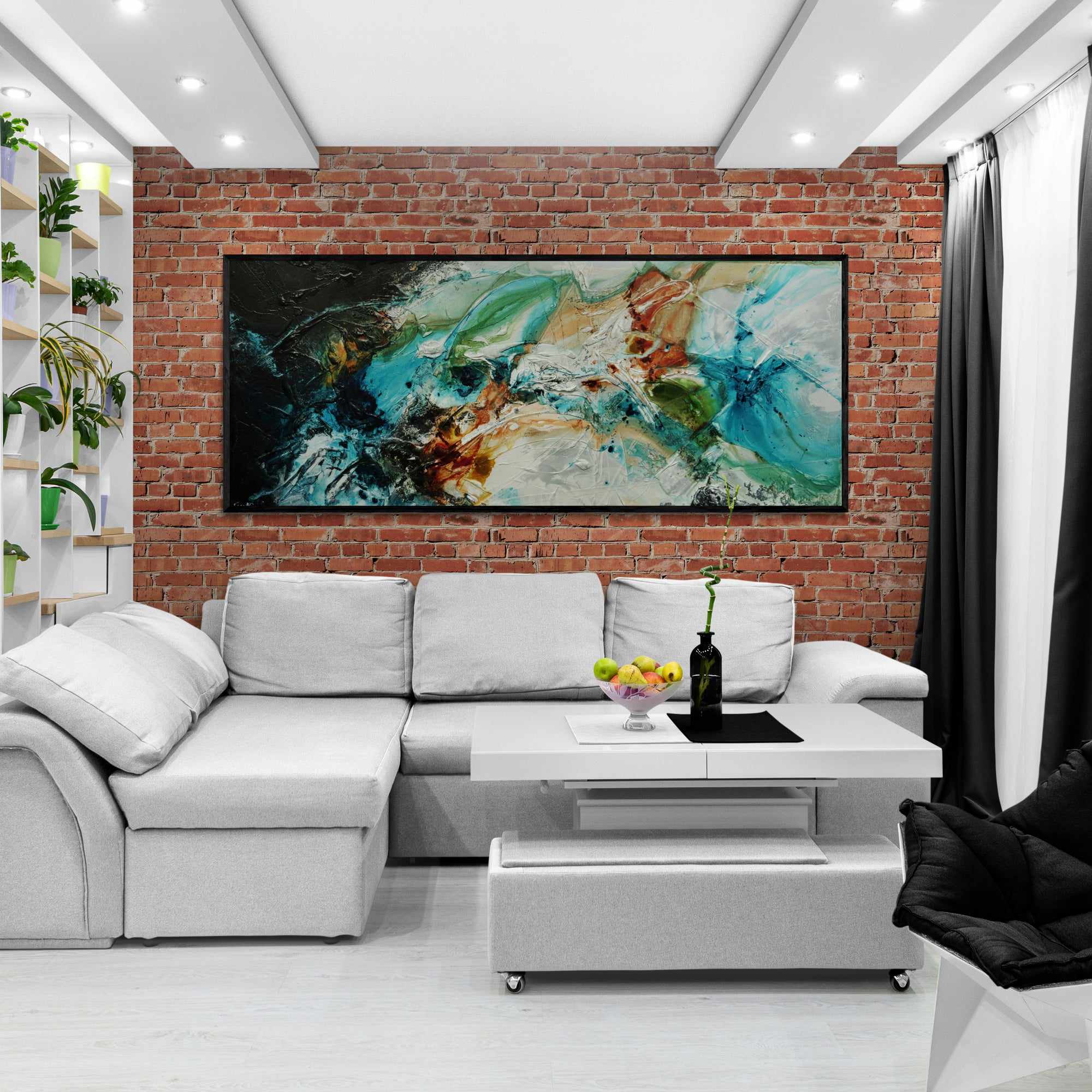 Iron and Oxide 240cm x 100cm Black White Teal Textured Abstract Painting (SOLD)-Abstract-[Franko_Artist]-[Australian_artist]-[Gold_Coast]-[Brisbane]-[modern]-[contemporary]-[original]-[Large_artwork]-[The_Block]-[Dream_Homes]-[ideas]-[Grand_Designs]-[Art_Lover]-Franklin Art Studio