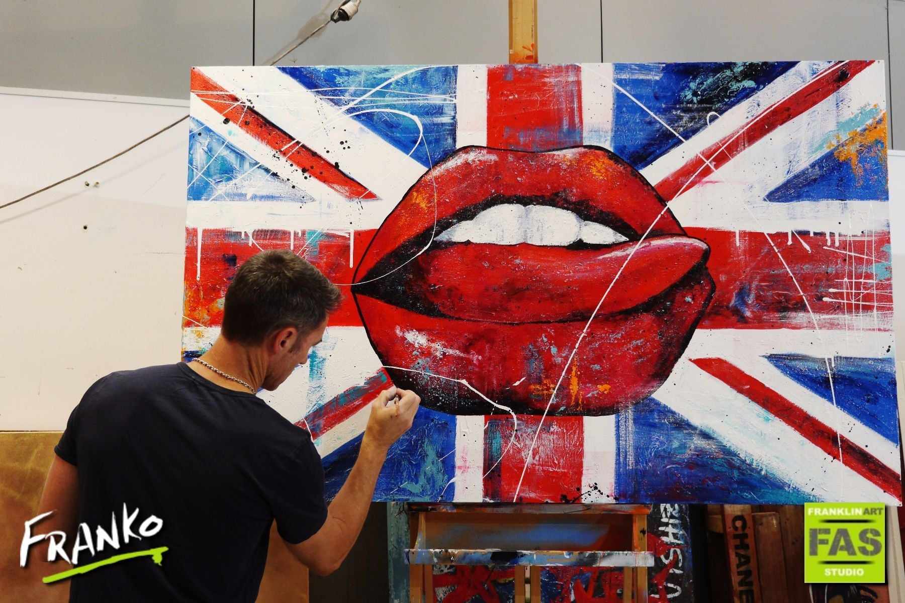 It's A British Thing 160cm x 100cm British Lips Pop Art Painting (SOLD)-urban pop-[Franko_Artist]-[The_Block]-[Dream_Homes]-[ideas]-[Grand_Designs]-[Art_Lover]-Franklin Art Studio