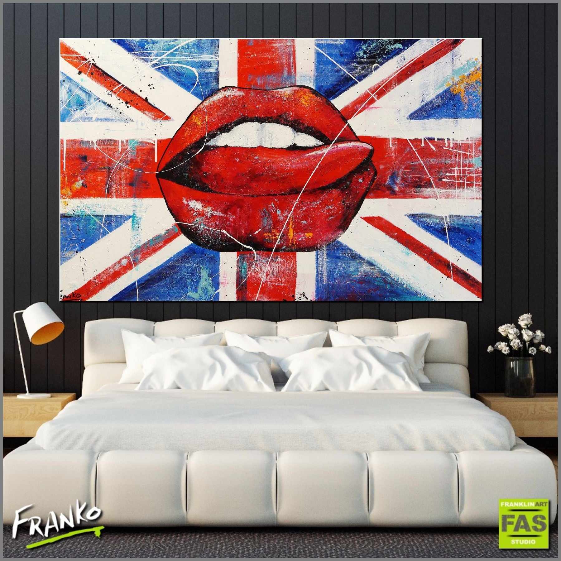 It's A British Thing 160cm x 100cm British Lips Pop Art Painting (SOLD)-urban pop-[Franko_Artist]-[Australian_artist]-[Gold_Coast]-[Brisbane]-[modern]-[contemporary]-[original]-[Large_artwork]-[The_Block]-[Dream_Homes]-[ideas]-[Grand_Designs]-[Art_Lover]-Franklin Art Studio
