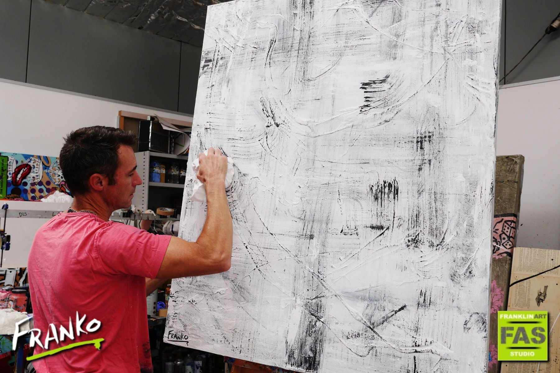 It's Art If I Say It Is 120cm x 100cm Black White Abstract Painting (SOLD)-Abstract-[Franko_Artist]-[The_Block]-[Dream_Homes]-[ideas]- [Grand_Designs]-Franklin Art Studio