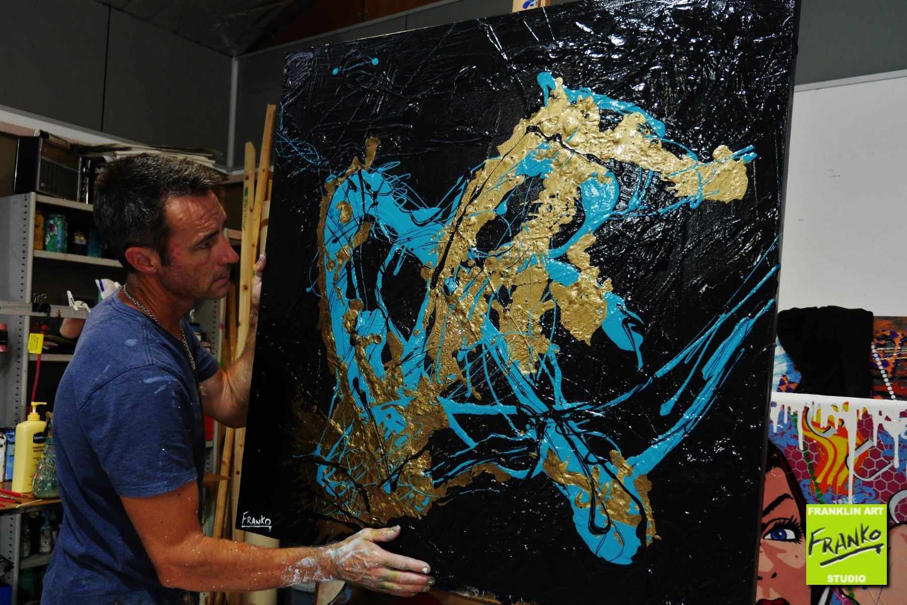 Jade Breath 100cm x 100cm Jade Black Gold Textured Abstract Painting (SOLD)-Abstract-[Franko_Artist]-[The_Block]-[Dream_Homes]-[ideas]- [Grand_Designs]-Franklin Art Studio