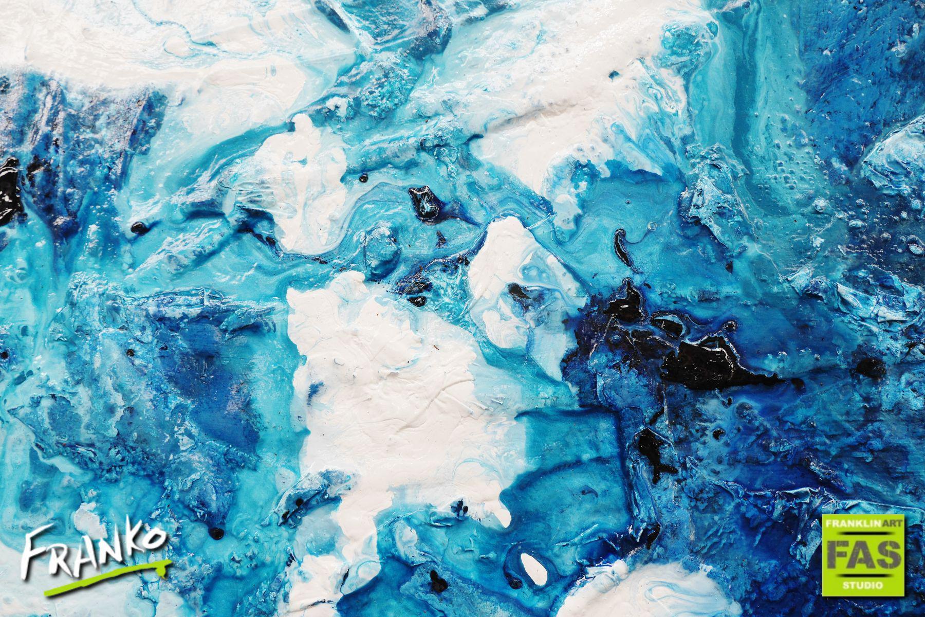 Jaded Blue 120cm x 100cm Blue White Abstract Painting (SOLD)