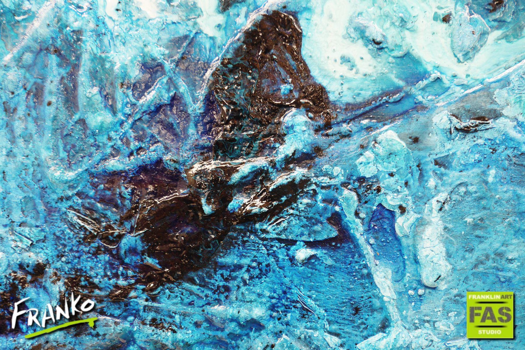 Jaded Blue 120cm x 100cm Blue White Abstract Painting (SOLD)