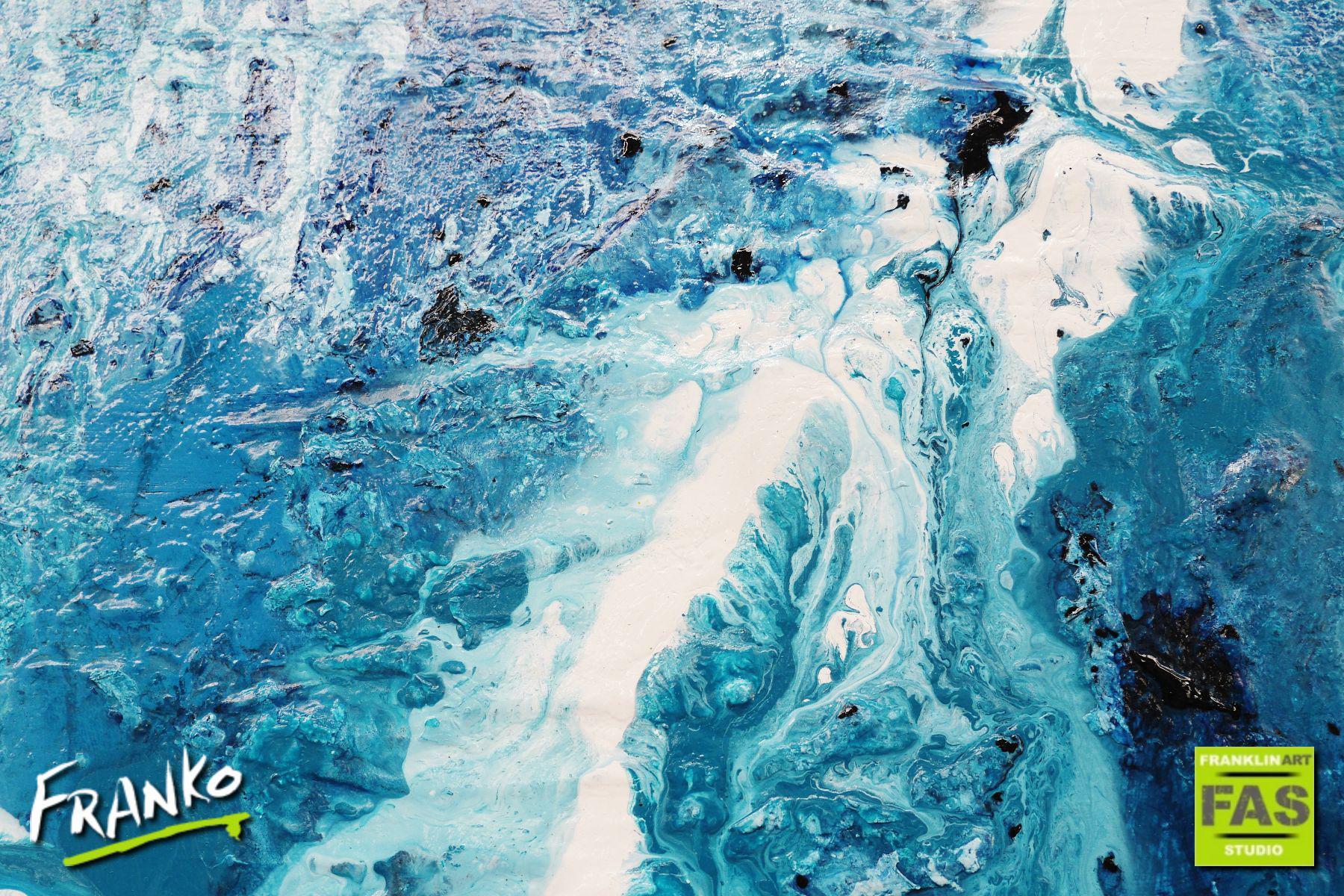 Jaded Blue 120cm x 100cm Blue White Abstract Painting (SOLD)-Abstract-[Franko]-[Artist]-[Australia]-[Painting]-Franklin Art Studio