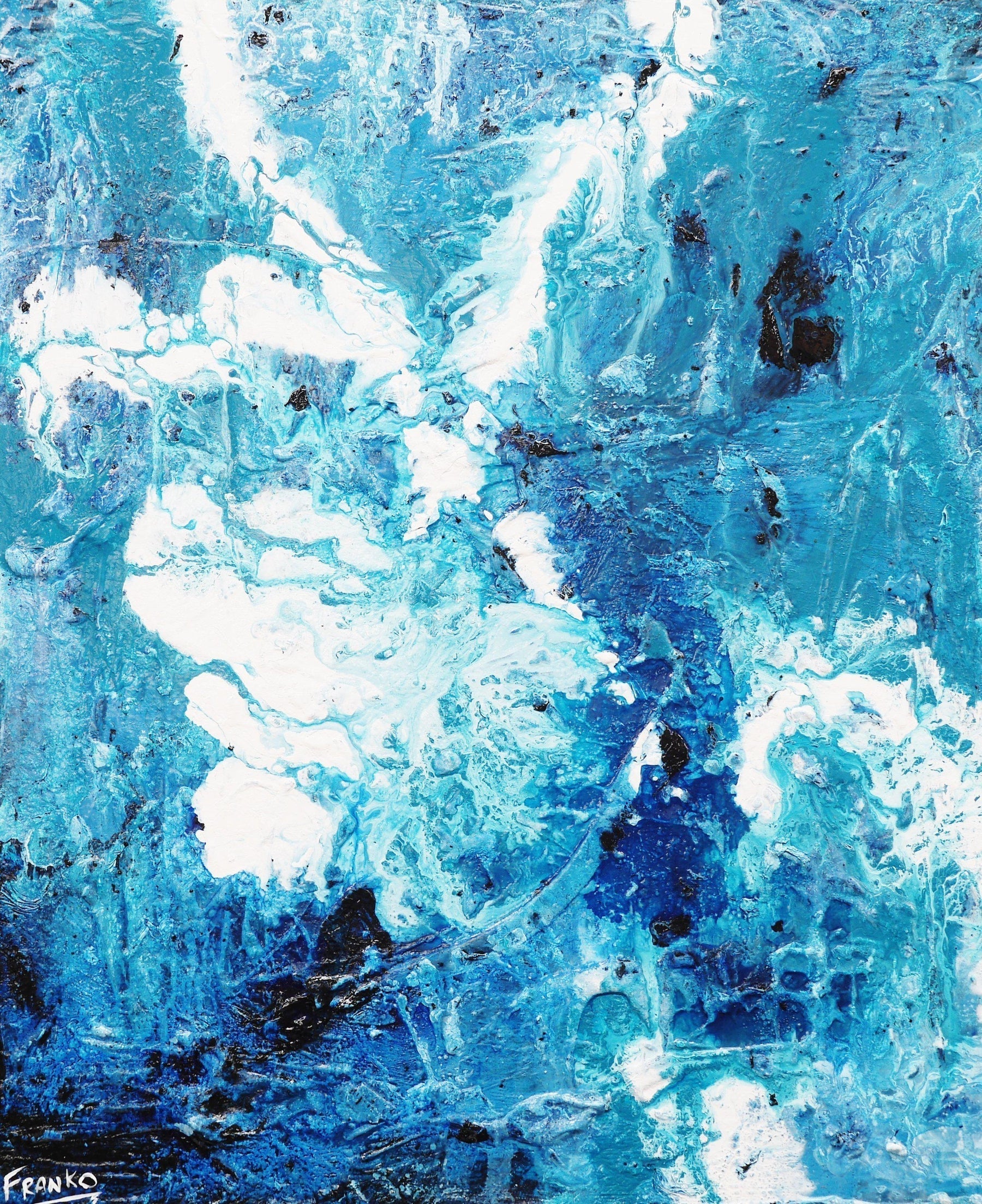 Jaded Blue 120cm x 100cm Blue White Abstract Painting (SOLD)-Abstract-[Franko_Artist]-[Australian_artist]-[Gold_Coast]-[Brisbane]-[modern]-[contemporary]-[original]-[Large_artwork]-Franklin Art Studio