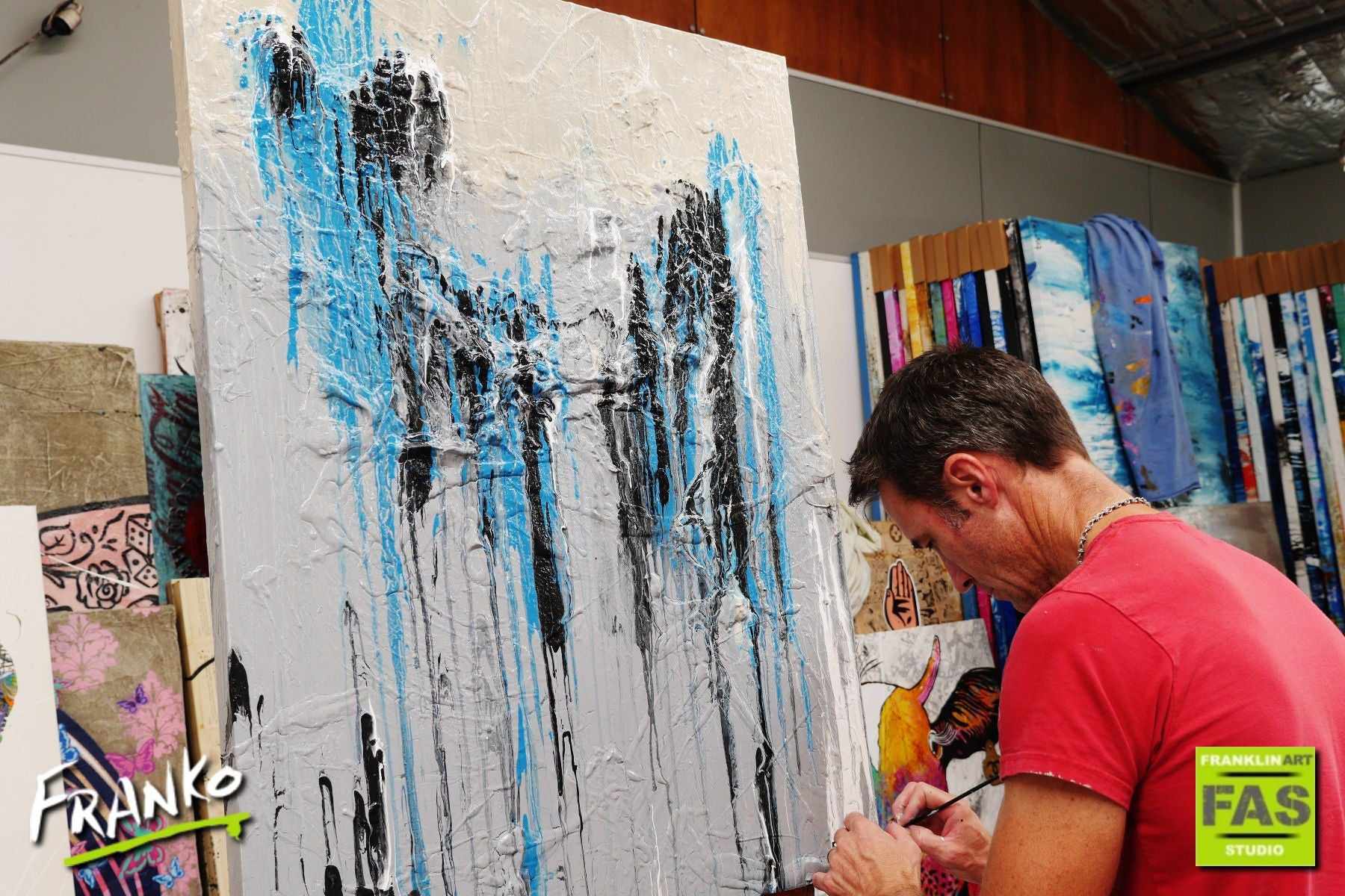 Jaded Grey 75cm x 100cm Grey Jade Black Abstract Painting (SOLD)-Abstract-[Franko_Artist]-[The_Block]-[Dream_Homes]-[ideas]- [Grand_Designs]-Franklin Art Studio