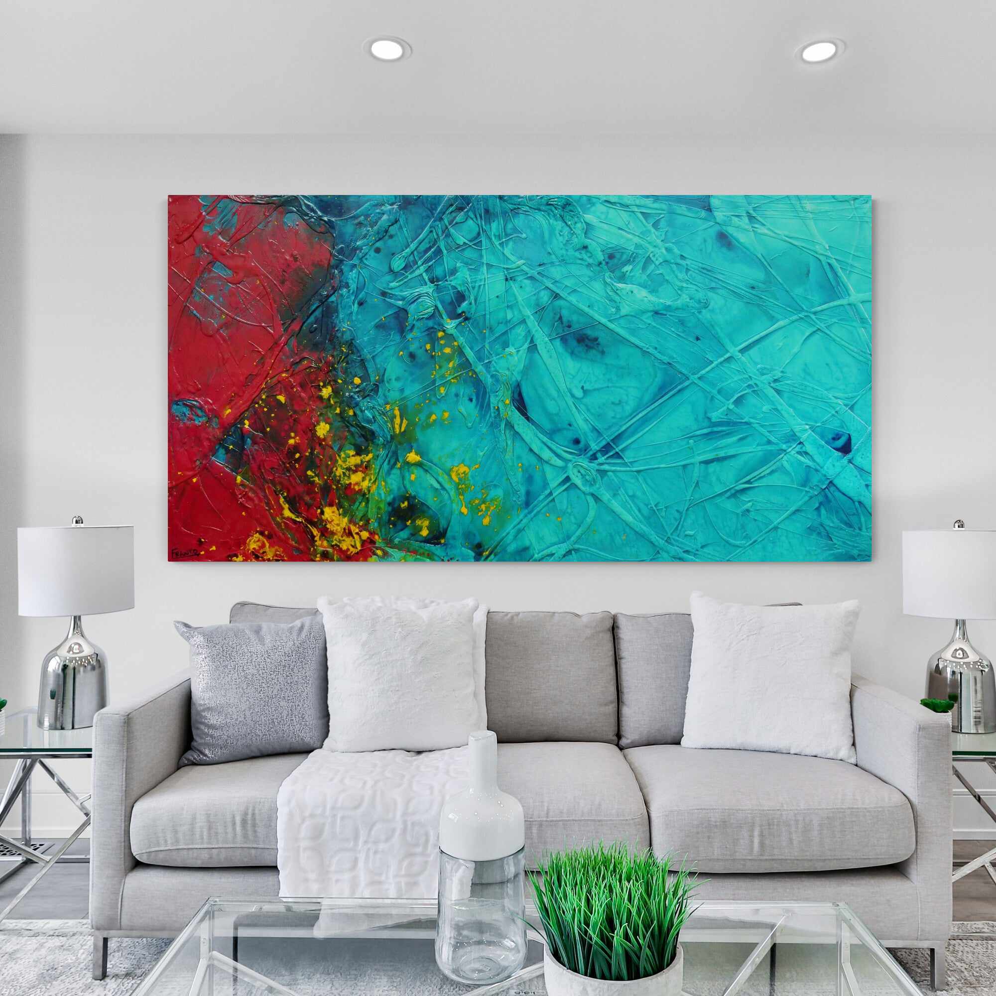 Jaded Red Dragon 190cm x 100cm Jade Red Textured Abstract Painting-Abstract-[Franko]-[Artist]-[Australia]-[Painting]-Franklin Art Studio