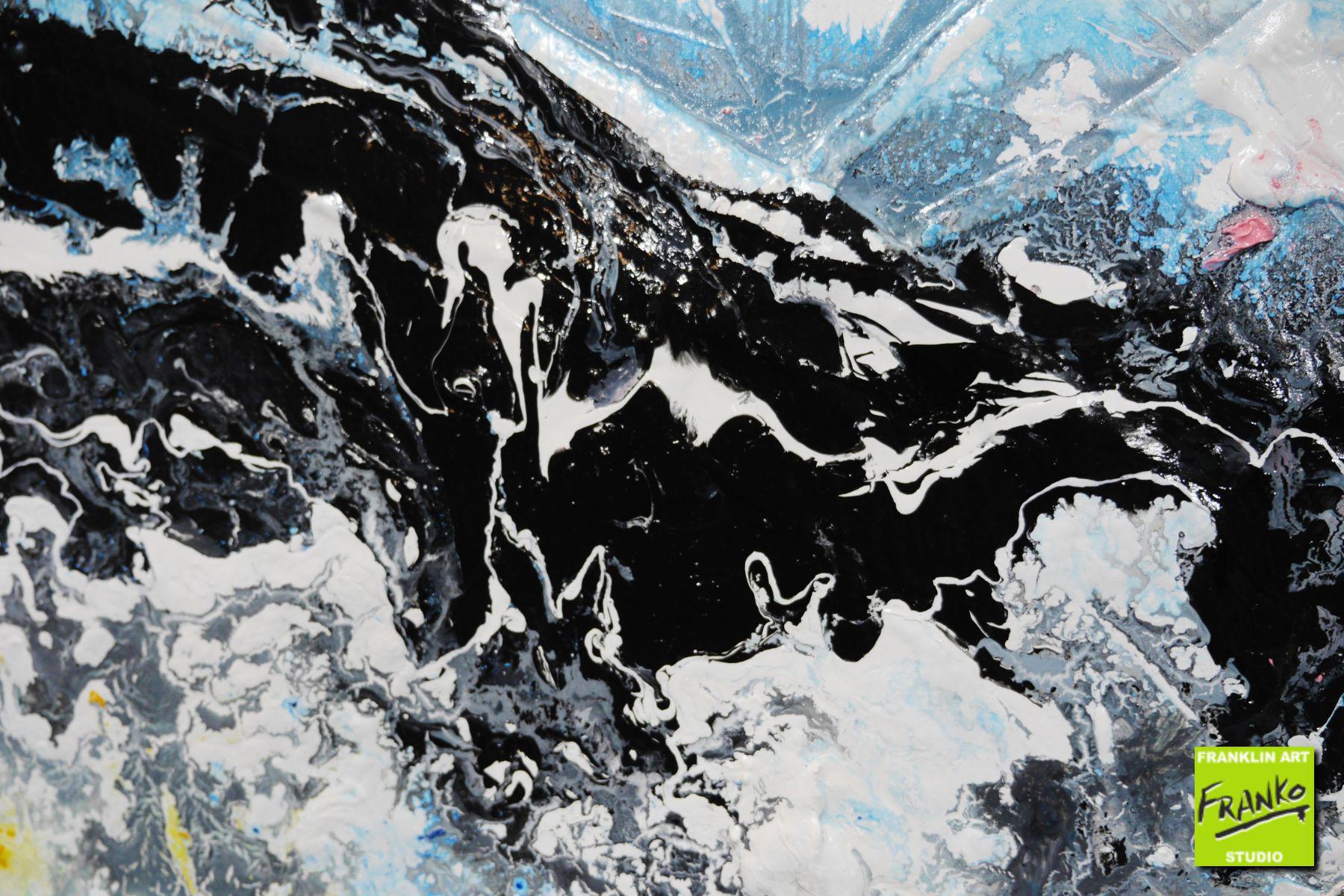 Jelly Dynamite 160cm x 100cm White Blue Black Textured Abstract Painting (SOLD)-Abstract-[Franko]-[Artist]-[Australia]-[Painting]-Franklin Art Studio