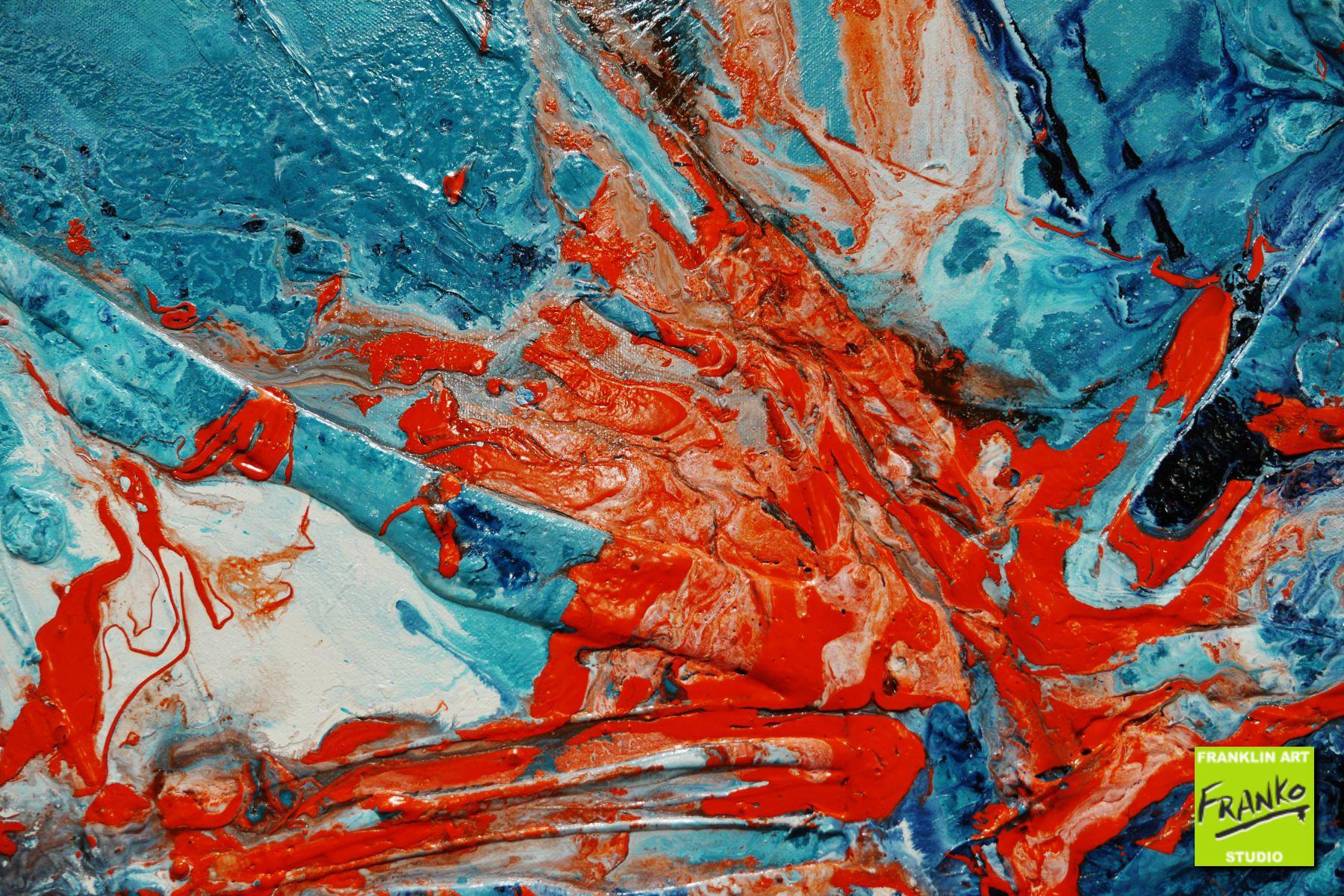 Jelly and Candy 200cm x 80cm Blue Orange Textured Abstract Painting (SOLD)