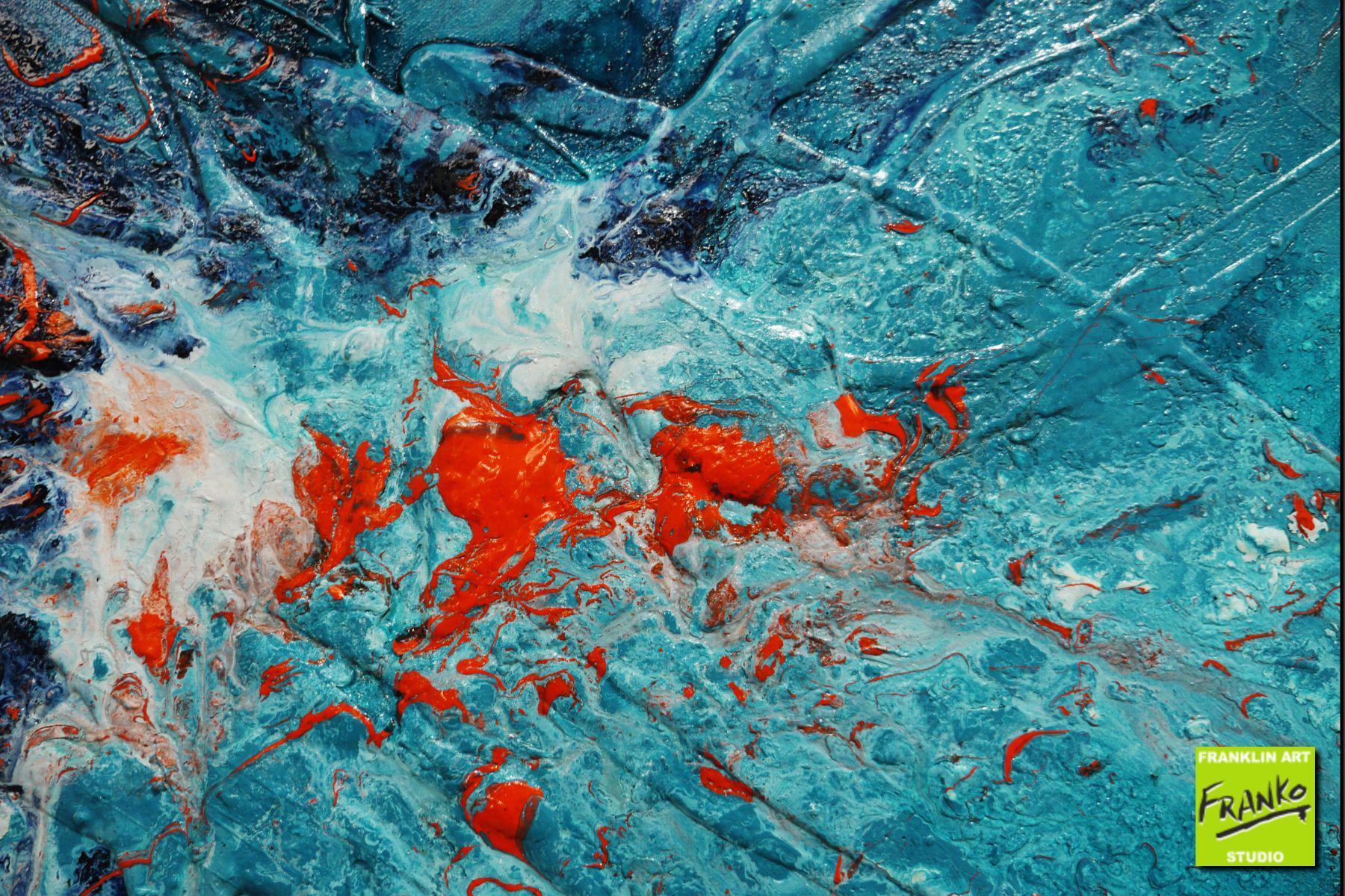 Jelly and Candy 200cm x 80cm Blue Orange Textured Abstract Painting (SOLD)-Abstract-[Franko]-[Artist]-[Australia]-[Painting]-Franklin Art Studio
