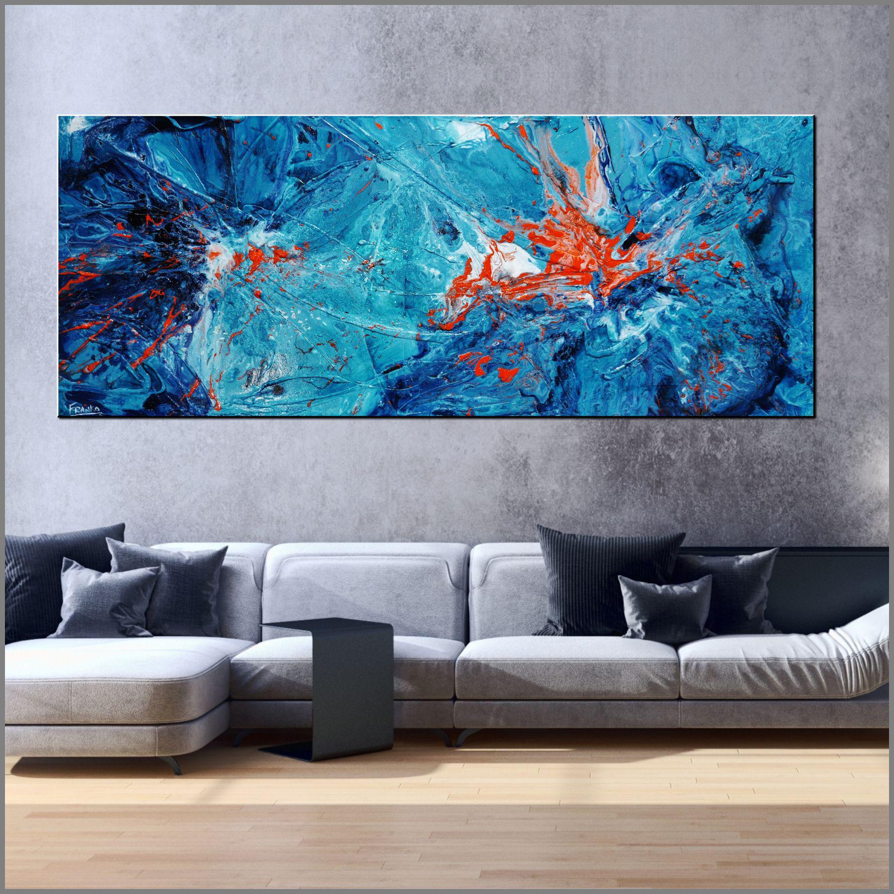 Jelly and Candy 200cm x 80cm Blue Orange Textured Abstract Painting (SOLD)-Abstract-[Franko_Artist]-[Australian_artist]-[Gold_Coast]-[Brisbane]-[modern]-[contemporary]-[original]-[Large_artwork]-[The_Block]-[Dream_Homes]-[ideas]-[Grand_Designs]-[Art_Lover]-Franklin Art Studio