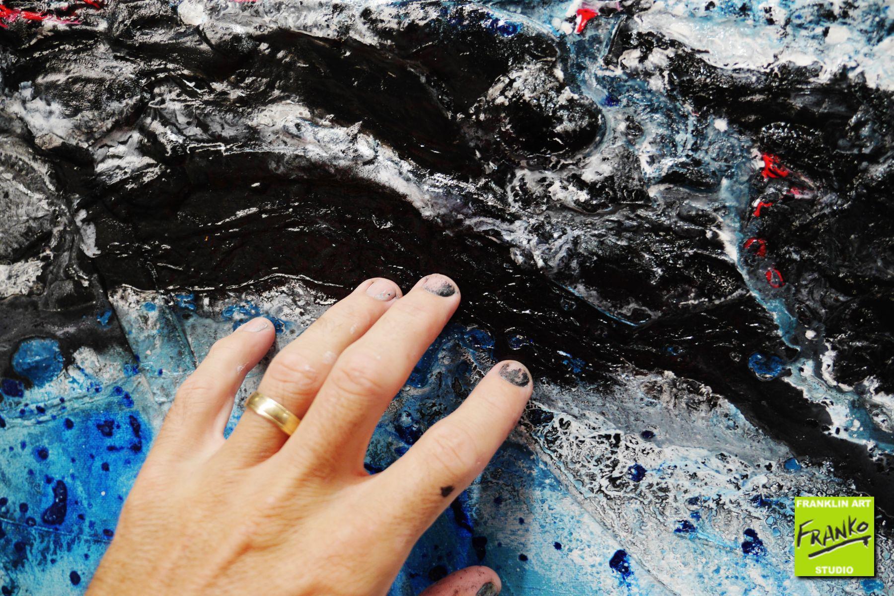 Jellyfish Candy 160cm x 100cm Blue, Yellow, Pink, Black Textured Abstract Painting (SOLD)