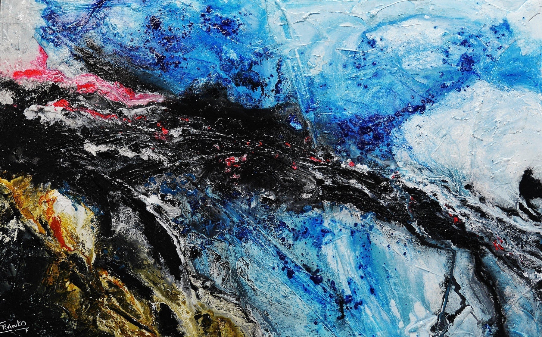 Jellyfish Candy 160cm x 100cm Blue, Yellow, Pink, Black Textured Abstract Painting (SOLD)-Abstract-[Franko_Artist]-[Australian_artist]-[Gold_Coast]-[Brisbane]-[modern]-[contemporary]-[original]-[Large_artwork]-Franklin Art Studio
