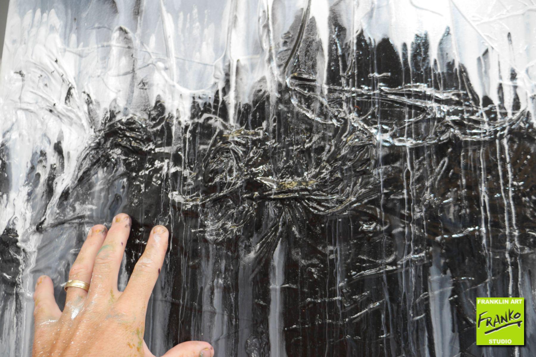 Jellyfish Rumble 160cm x 100cm Black White Grey Textured Abstract Painting (SOLD)