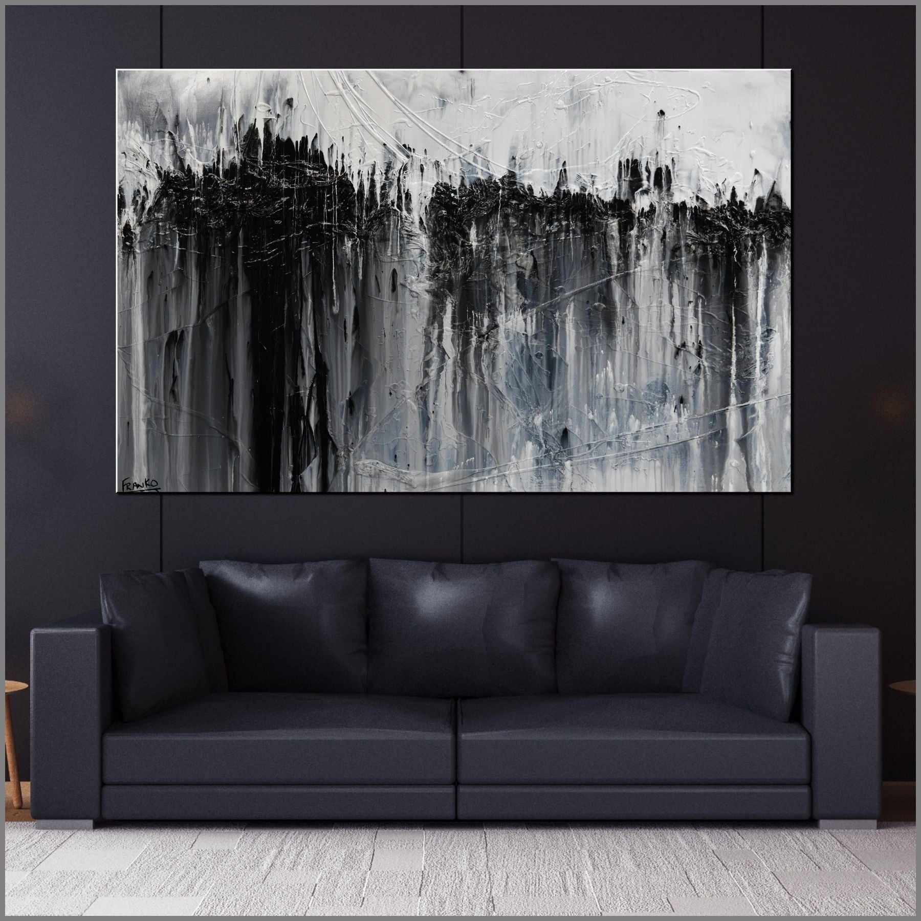 Jellyfish Rumble 160cm x 100cm Black White Grey Textured Abstract Painting (SOLD)-Abstract-[Franko_Artist]-[Australian_artist]-[Gold_Coast]-[Brisbane]-[modern]-[contemporary]-[original]-[Large_artwork]-[The_Block]-[Dream_Homes]-[ideas]-[Grand_Designs]-[Art_Lover]-Franklin Art Studio