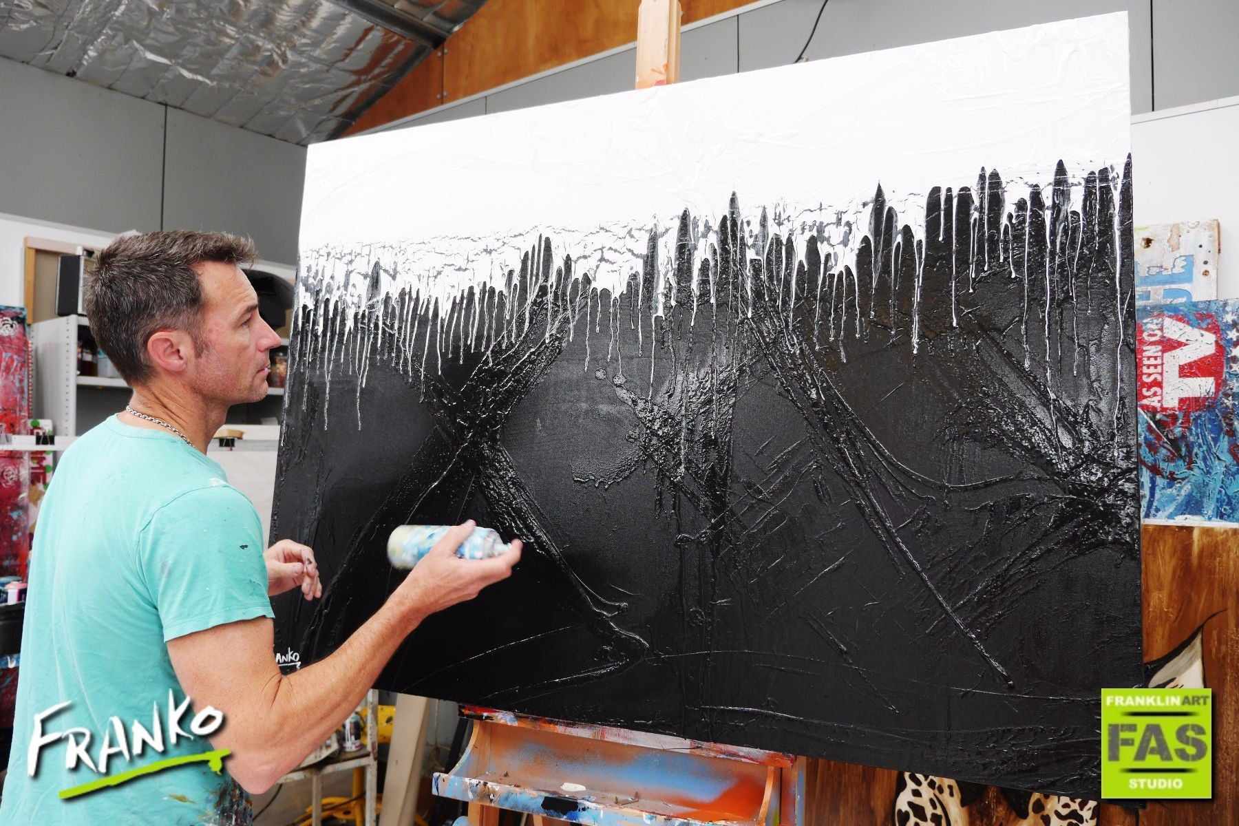 Jellyfish Tango 140cm x 100cm White Black Abstract Painting (SOLD)-abstract-[Franko_Artist]-[The_Block]-[Dream_Homes]-[ideas]- [Grand_Designs]-Franklin Art Studio