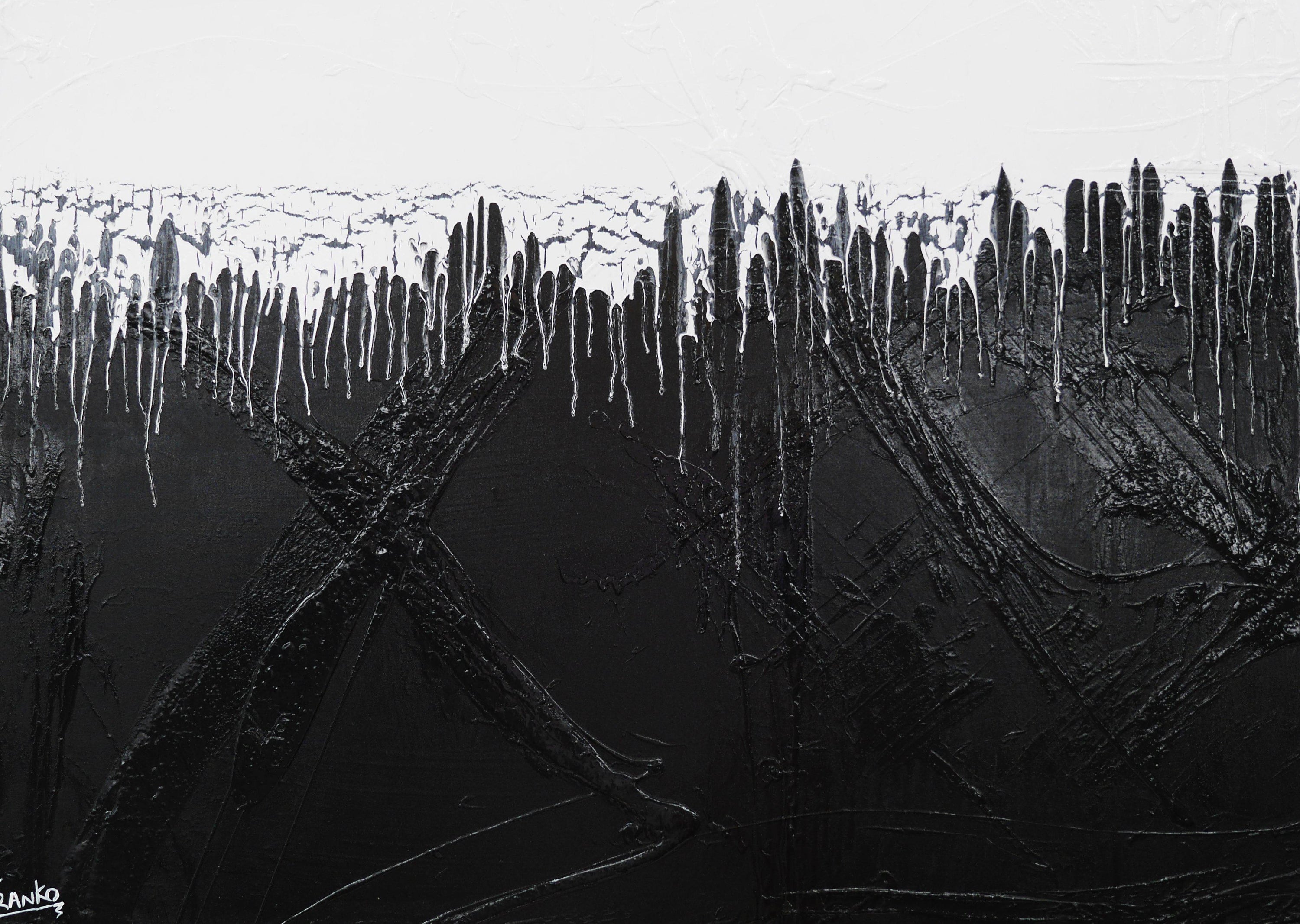 Jellyfish Tango 140cm x 100cm White Black Abstract Painting (SOLD)-abstract-[Franko_Artist]-[Australian_artist]-[Gold_Coast]-[Brisbane]-[modern]-[contemporary]-[original]-[Large_artwork]-Franklin Art Studio