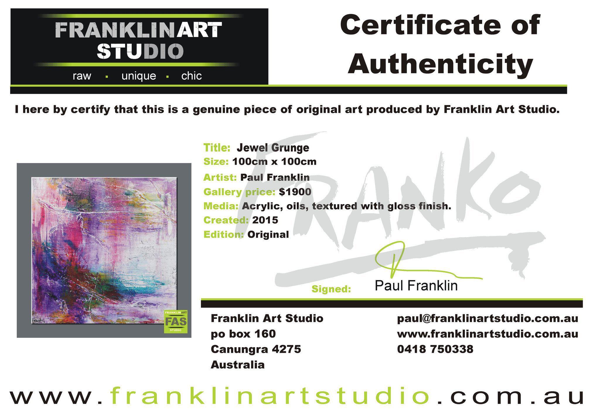 Jewel Grunge 100cm x 100cm Abstract Painting Purple (SOLD)-abstract-[Franko_Artist]-[The_Block]-[Dream_Homes]-[ideas]-[Grand_Designs]-[Art_Lover]-Franklin Art Studio