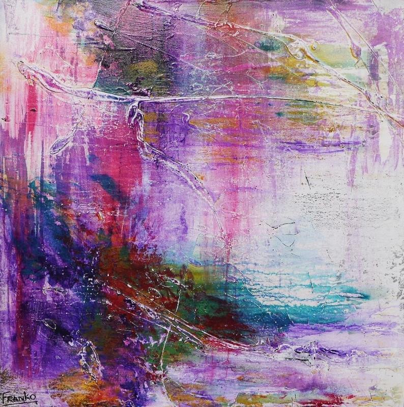 Jewel Grunge 100cm x 100cm Abstract Painting Purple (SOLD)-abstract-[Franko_Artist]-[Australian_artist]-[Gold_Coast]-[Brisbane]-[modern]-[contemporary]-[original]-[Large_artwork]-Franklin Art Studio