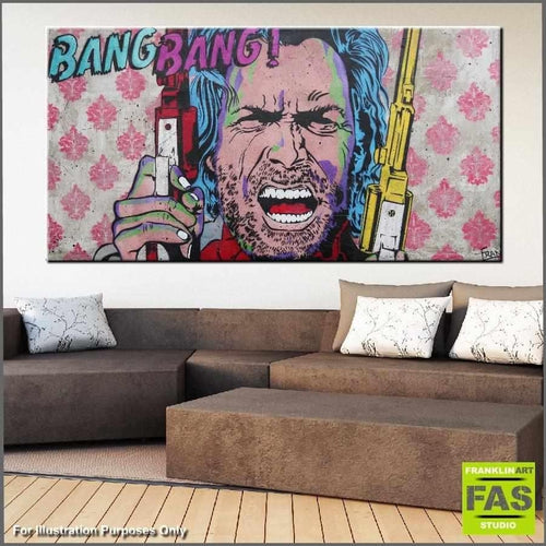 Josey Says Bang Bang 190cm x 100cm Josey Wales Concrete Base Pop Art Painting (SOLD)-concrete-[Franko_Artist]-[Australian_artist]-[Gold_Coast]-[Brisbane]-[modern]-[contemporary]-[original]-[Large_artwork]-[The_Block]-[Dream_Homes]-[ideas]-[Grand_Designs]-[Art_Lover]-Franklin Art Studio