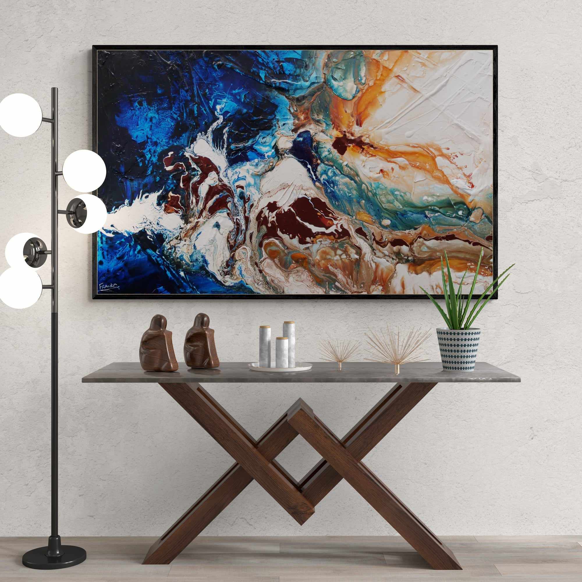 Journey 160cm x 100cm Blue White Textured Abstract Painting (SOLD)-Abstract-[Franko_Artist]-[The_Block]-[Dream_Homes]-[ideas]-[Grand_Designs]-[Art_Lover]-Franklin Art Studio