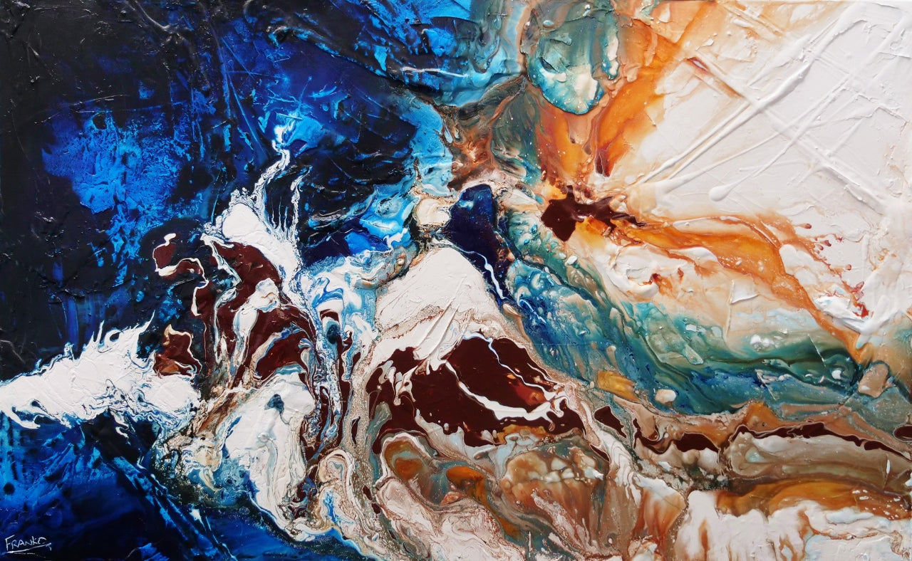 Journey 160cm x 100cm Blue White Textured Abstract Painting (SOLD)-Abstract-[Franko_Artist]-[Australian_artist]-[Gold_Coast]-[Brisbane]-[modern]-[contemporary]-[original]-[Large_artwork]-Franklin Art Studio