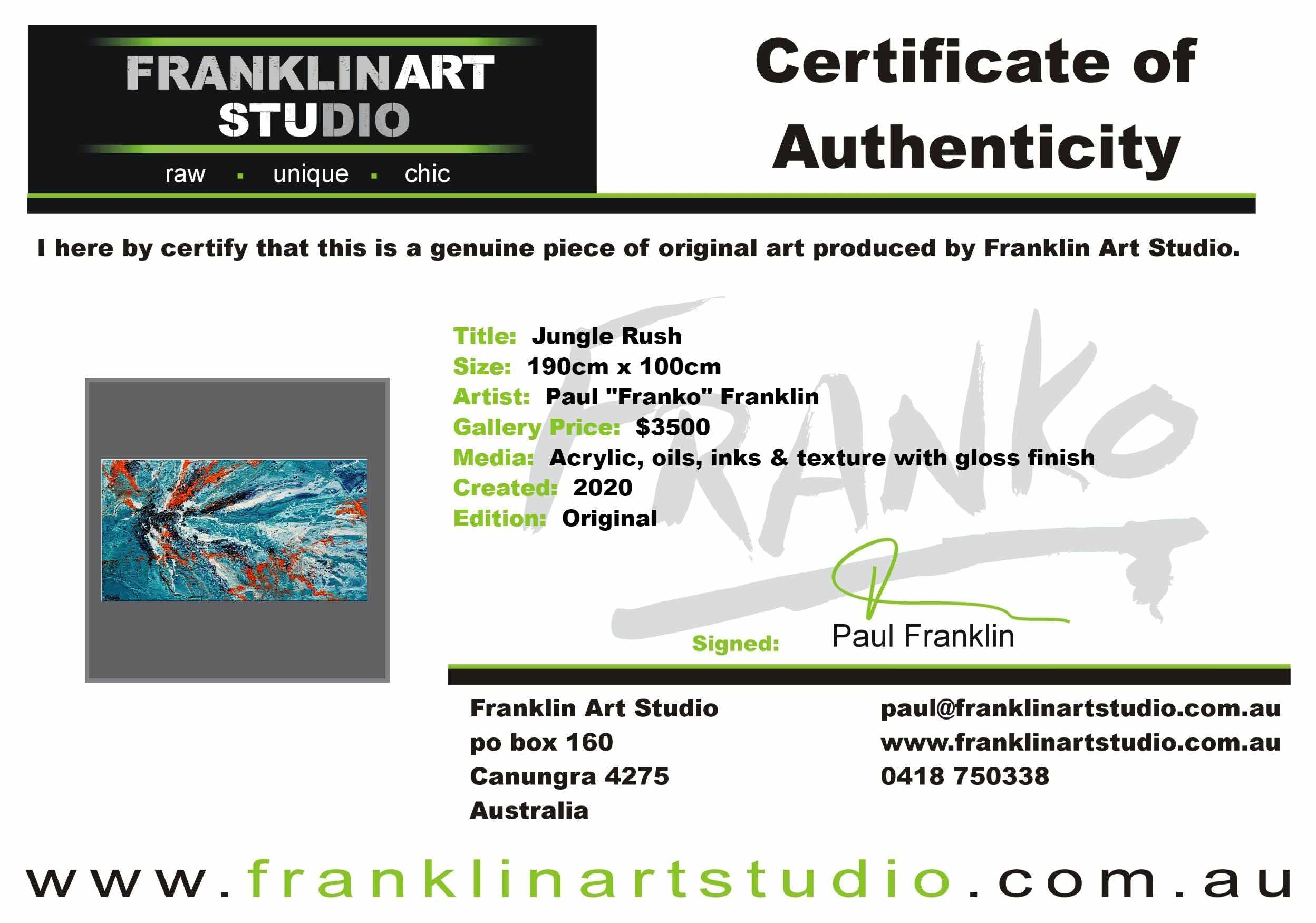 Jungle Rush 190cm x 100cm Blue Orange Textured Abstract Painting (SOLD)-Abstract-[Franko_Artist]-[The_Block]-[Dream_Homes]-[ideas]-[Grand_Designs]-[Art_Lover]-Franklin Art Studio