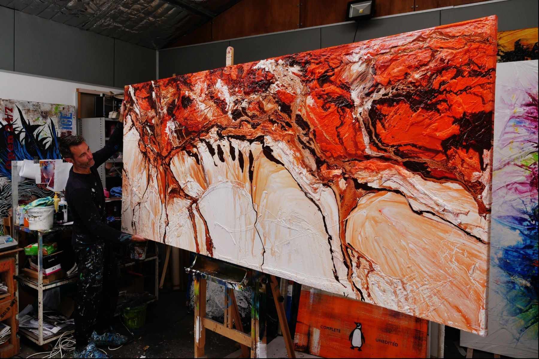 Jupiter Ascending 270cm x 120cm Brown White Textured Abstract Painting (SOLD)-Abstract-[Franko_Artist]-[The_Block]-[Dream_Homes]-[ideas]- [Grand_Designs]-Franklin Art Studio