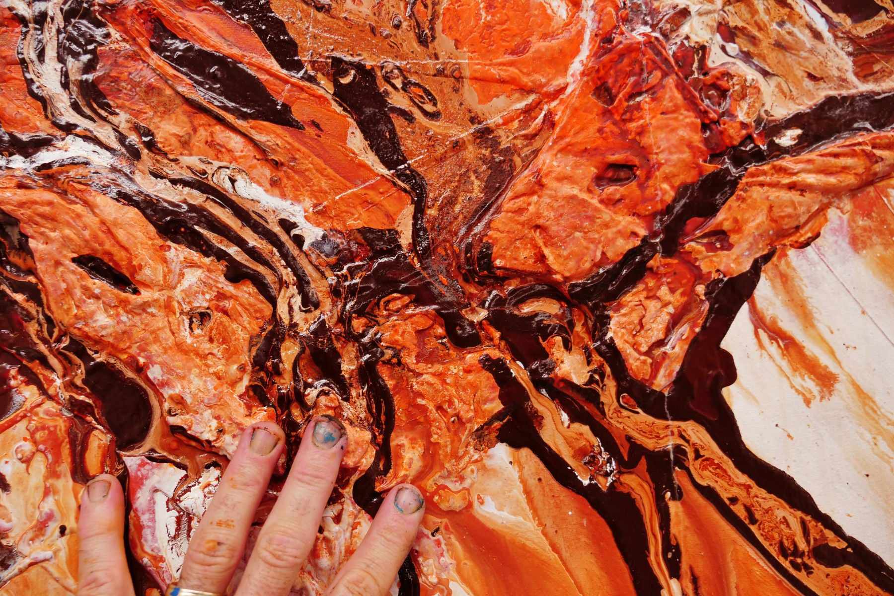 Jupiter Ascending 270cm x 120cm Brown White Textured Abstract Painting (SOLD)
