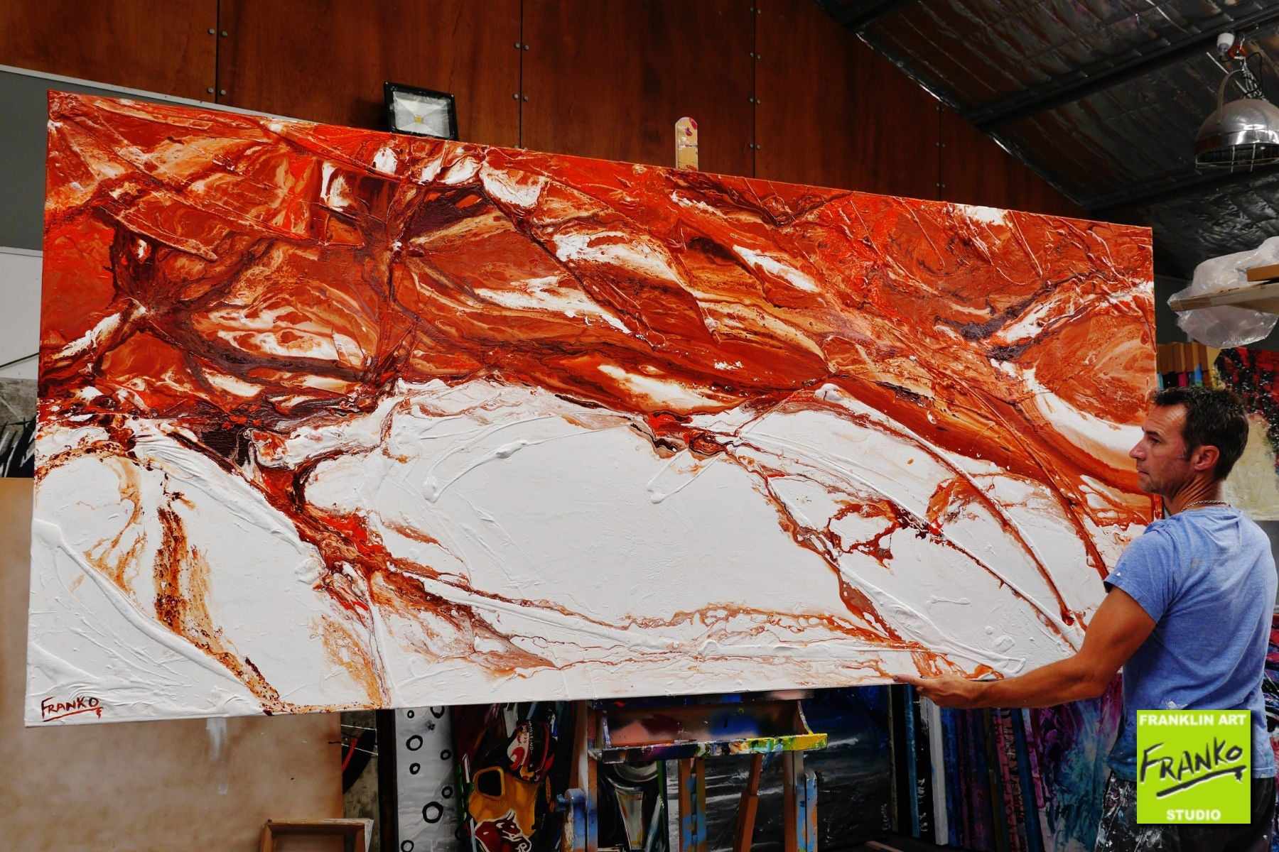 Jupiter Rising 270cm x 120cm Brown White Textured Abstract Painting (SOLD)-Abstract-[Franko_Artist]-[The_Block]-[Dream_Homes]-[ideas]- [Grand_Designs]-Franklin Art Studio