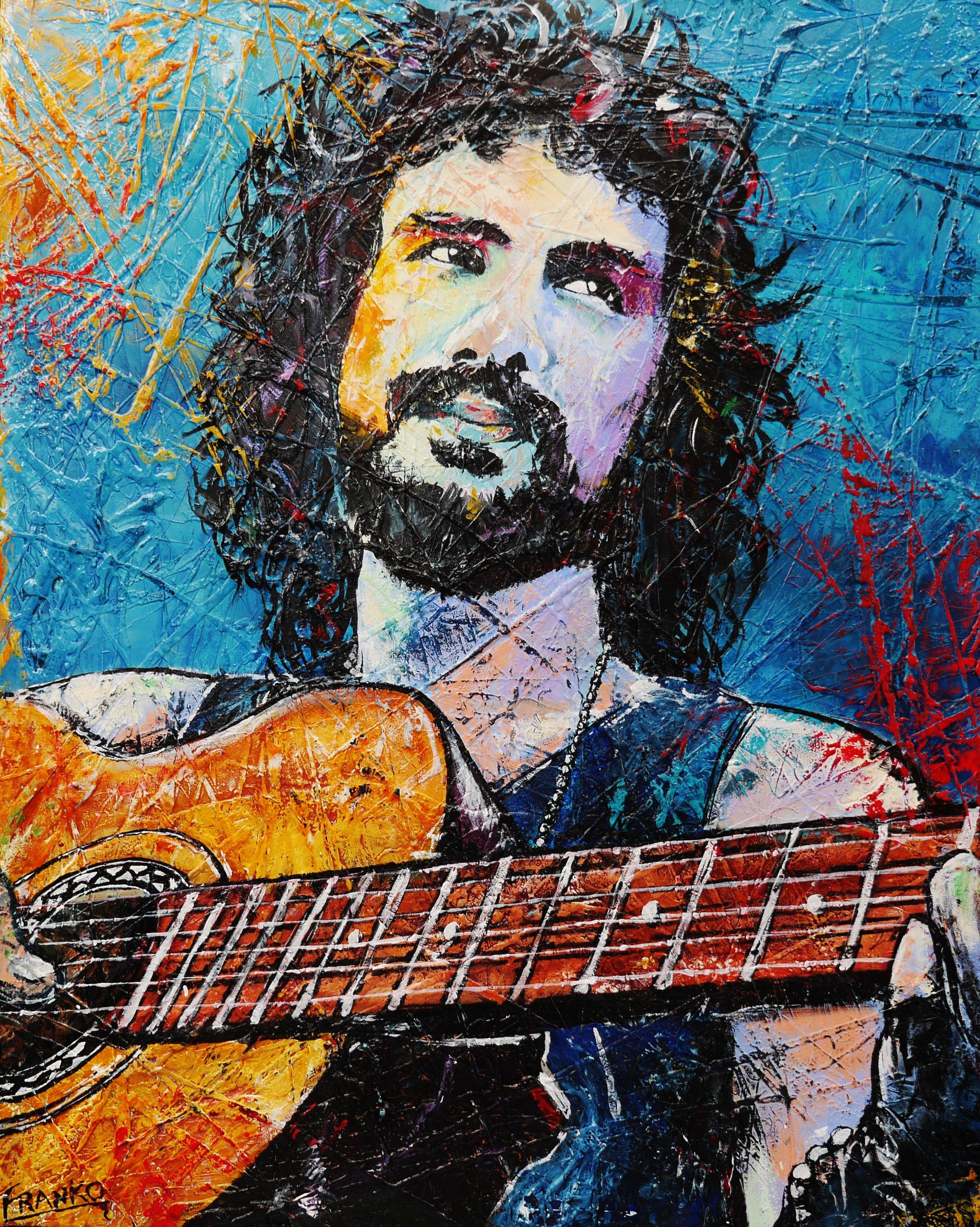 Just Relax Take it Easy 120cm x 150cm Huge Abstract Realism Cat Stevens Painting (SOLD)-abstract realism-[Franko_Artist]-[Australian_artist]-[Gold_Coast]-[Brisbane]-[modern]-[contemporary]-[original]-[Large_artwork]-Franklin Art Studio