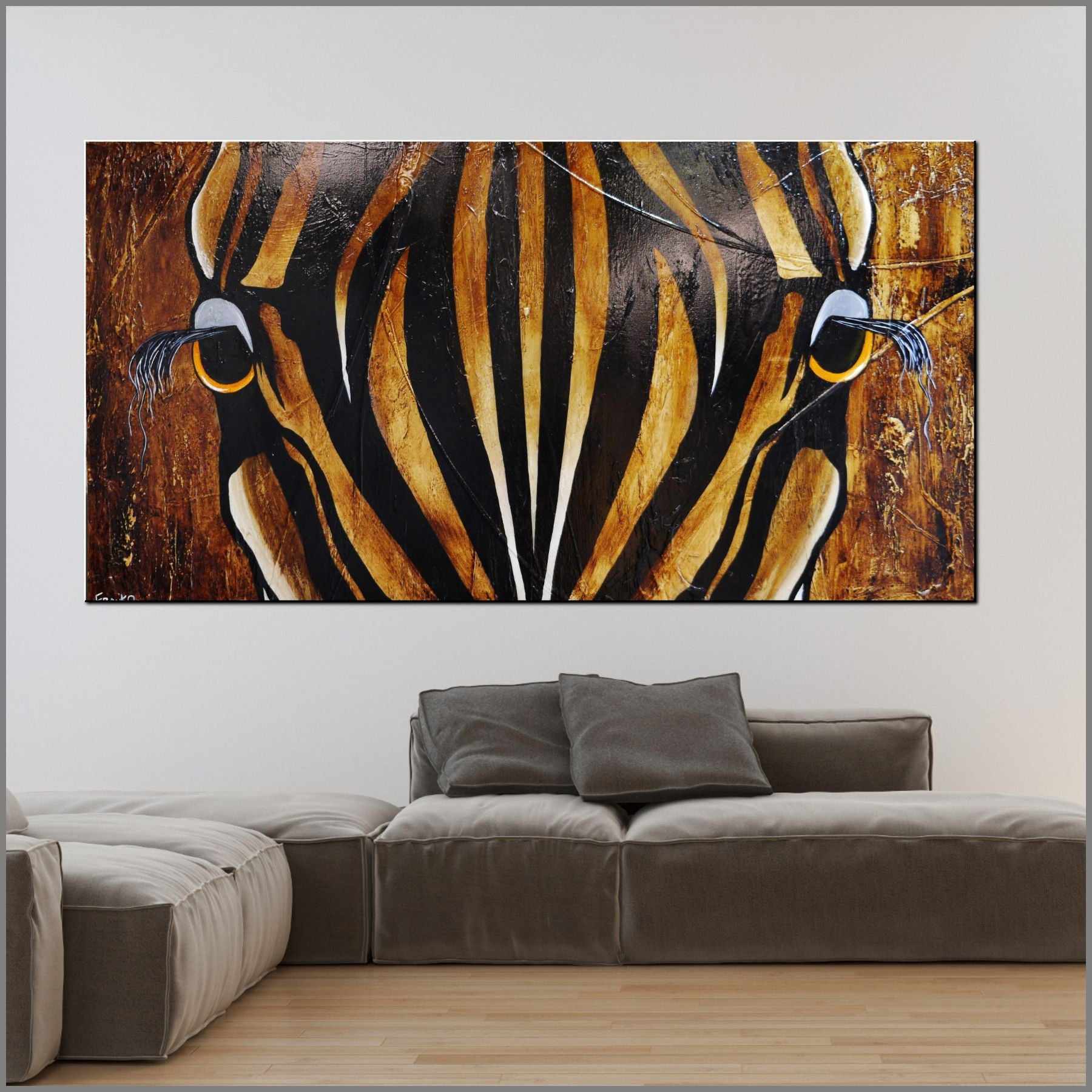 Khari (Like a King) 190cm x 100cm African Zebra Urban Pop Painting (SOLD)-Animals-[Franko_Artist]-[The_Block]-[Dream_Homes]-[ideas]-[Grand_Designs]-[Art_Lover]-Franklin Art Studio