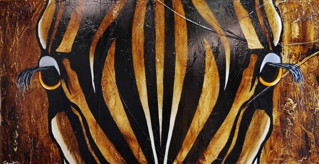 Khari (Like a King) 190cm x 100cm African Zebra Urban Pop Painting (SOLD)-Animals-[Franko_Artist]-[Australian_artist]-[Gold_Coast]-[Brisbane]-[modern]-[contemporary]-[original]-[Large_artwork]-Franklin Art Studio