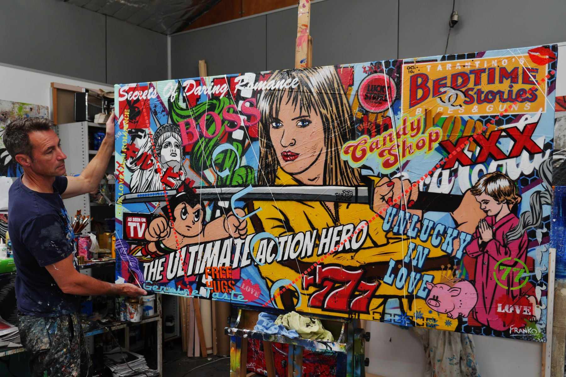 Kill Bill Volume 1 190cm x 100cm The Bride Textured Urban Pop Art Painting (SOLD)-urban pop-[Franko_Artist]-[The_Block]-[Dream_Homes]-[ideas]- [Grand_Designs]-Franklin Art Studio